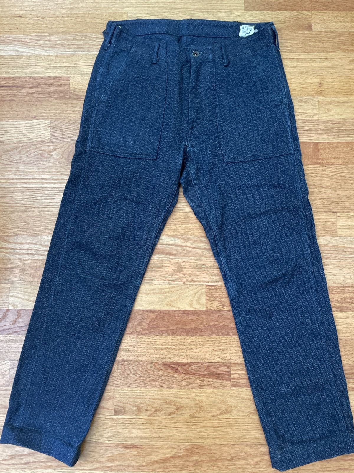 OrSlow fatigue pants in navy cotton melange