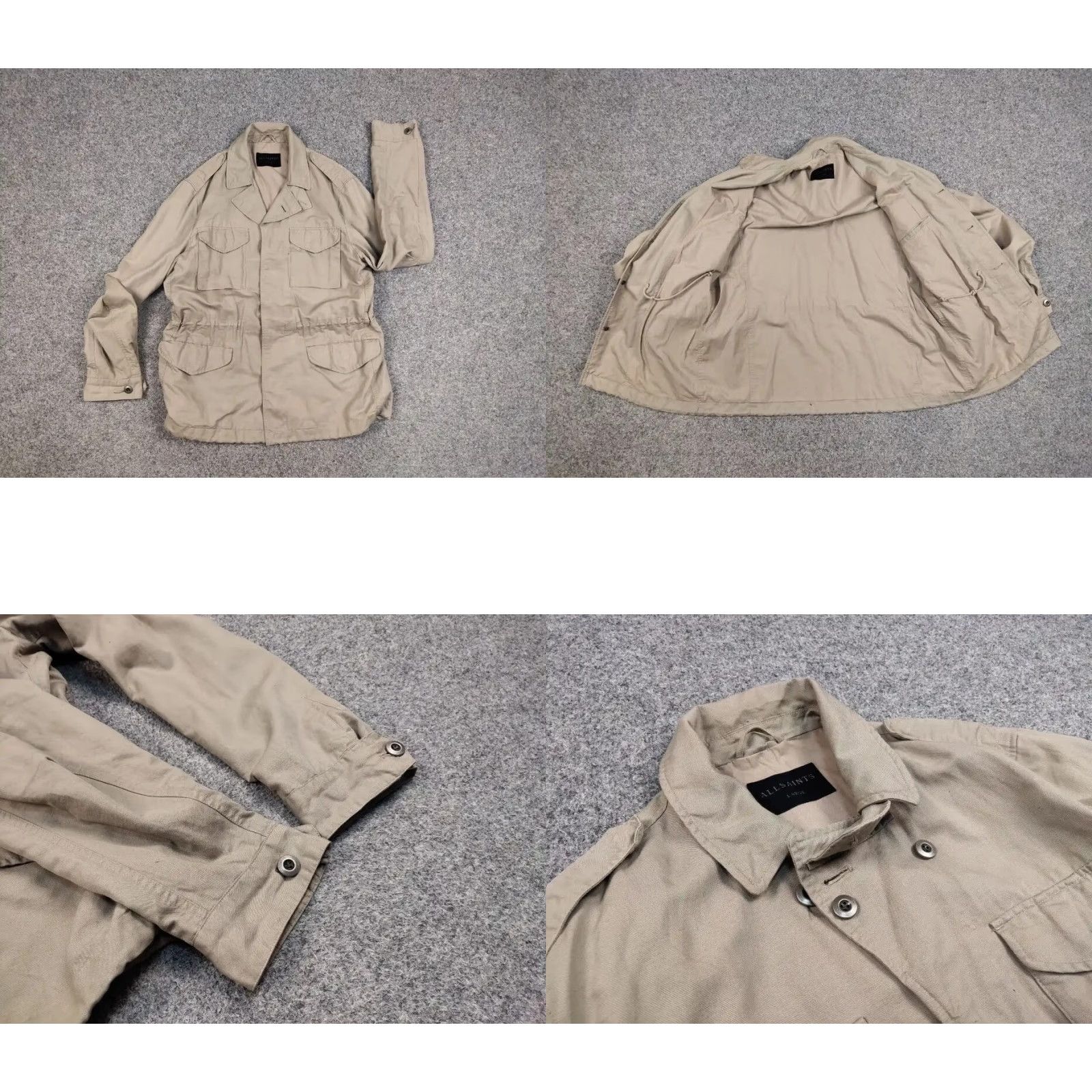 Allsaints Allsaints Field Beige Multi Pocket Vulcan Jacket Mens L Beige Army Military Jacket With Pockets Size US L / EU 52-54 / 3 - 8 Thumbnail
