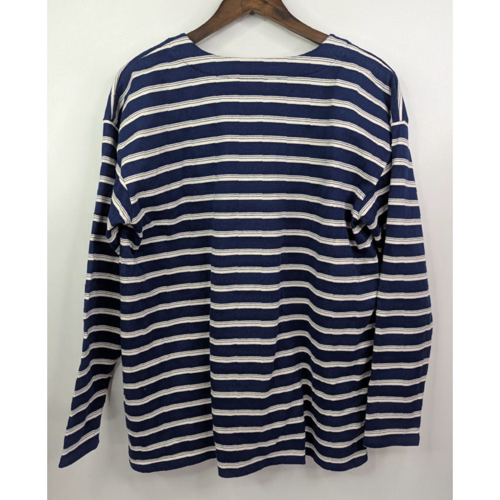 Lands' End Lands' End Tunic Shirt Women L Heavyweight Striped Long Sleeve Blue Rugby Pattern Size L / US 10 / IT 46 - 4 Thumbnail