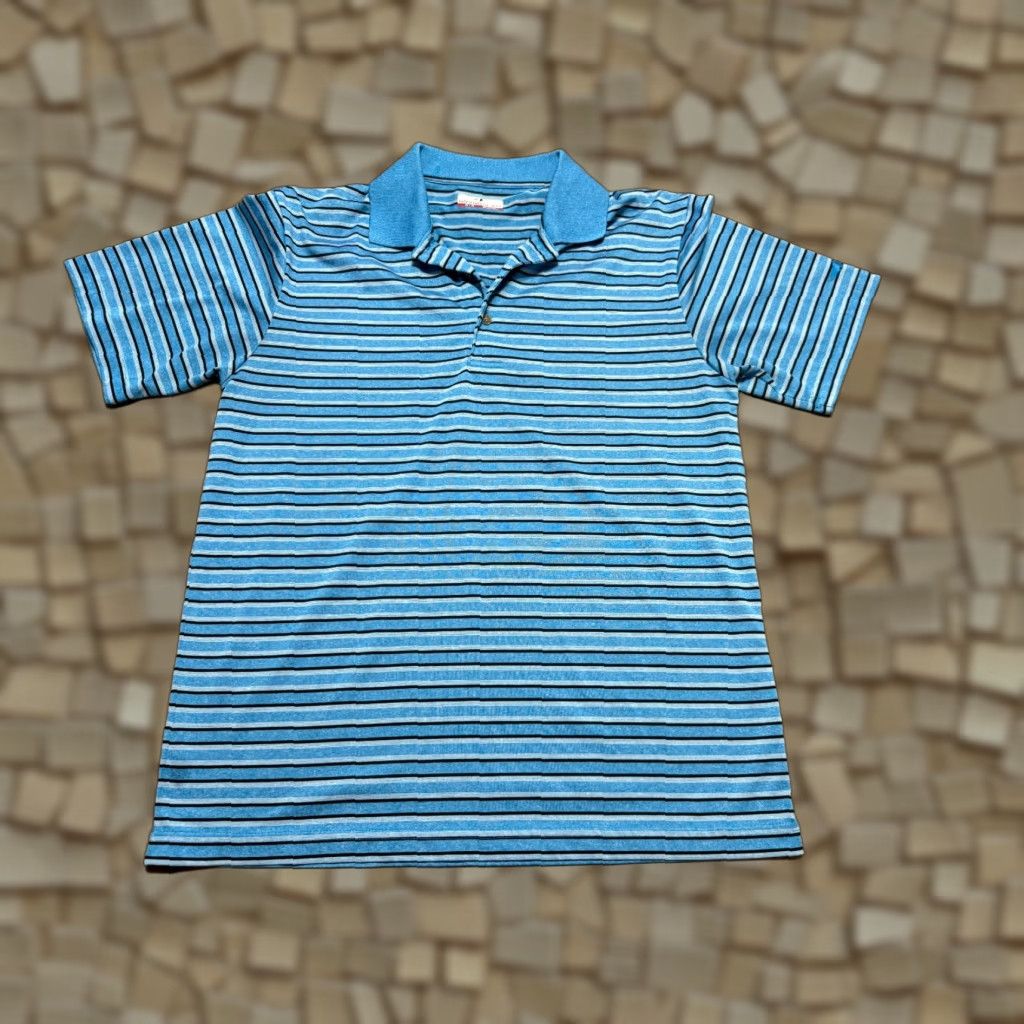 Vintage Grand Slam Shirt Polo Button Up Short Sleeve Striped Blue Medium Mens Regular Size M Size US M / EU 48-50 / 2 - 1 Thumbnail