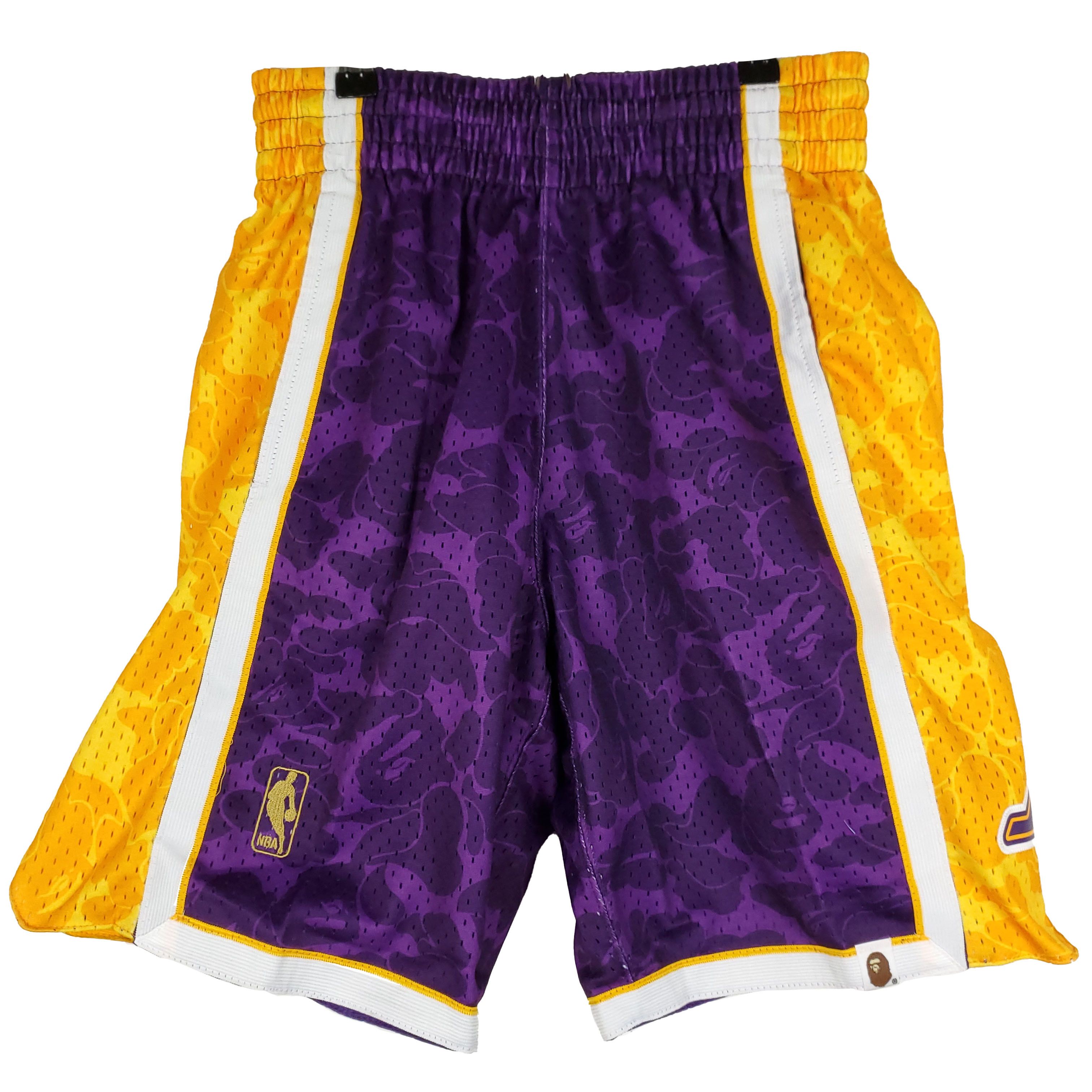 Image of Bape X Mitchell & Ness Lakers Shorts in Purple, Men's (Size 30)