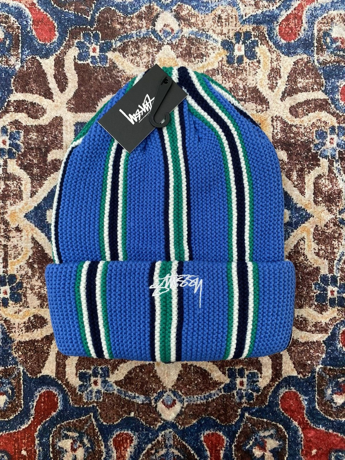 Stussy Stussy Vertical Stripe Beanie - Blue Size ONE SIZE - 1 Thumbnail