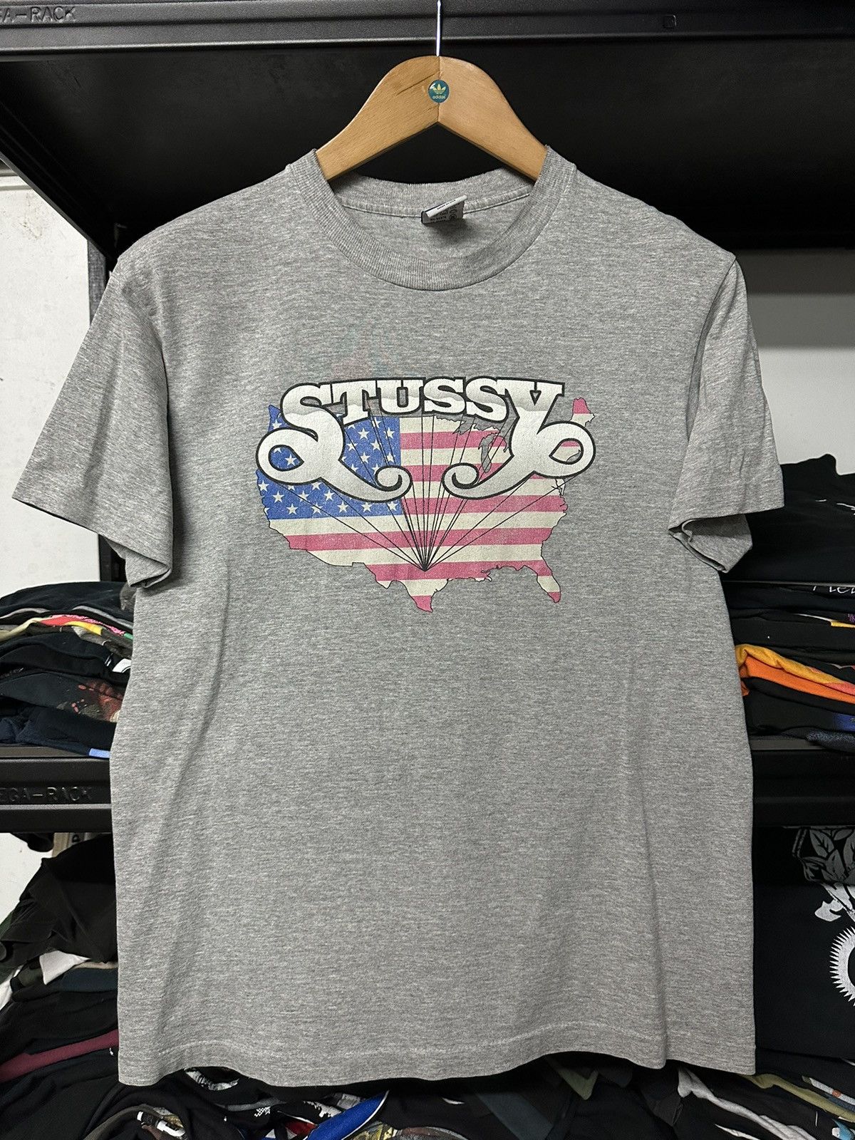 Stussy × Vintage Vintage Stussy USA Flag Single Stitch Tee Size US M / EU 48-50 / 2 - 1 Thumbnail