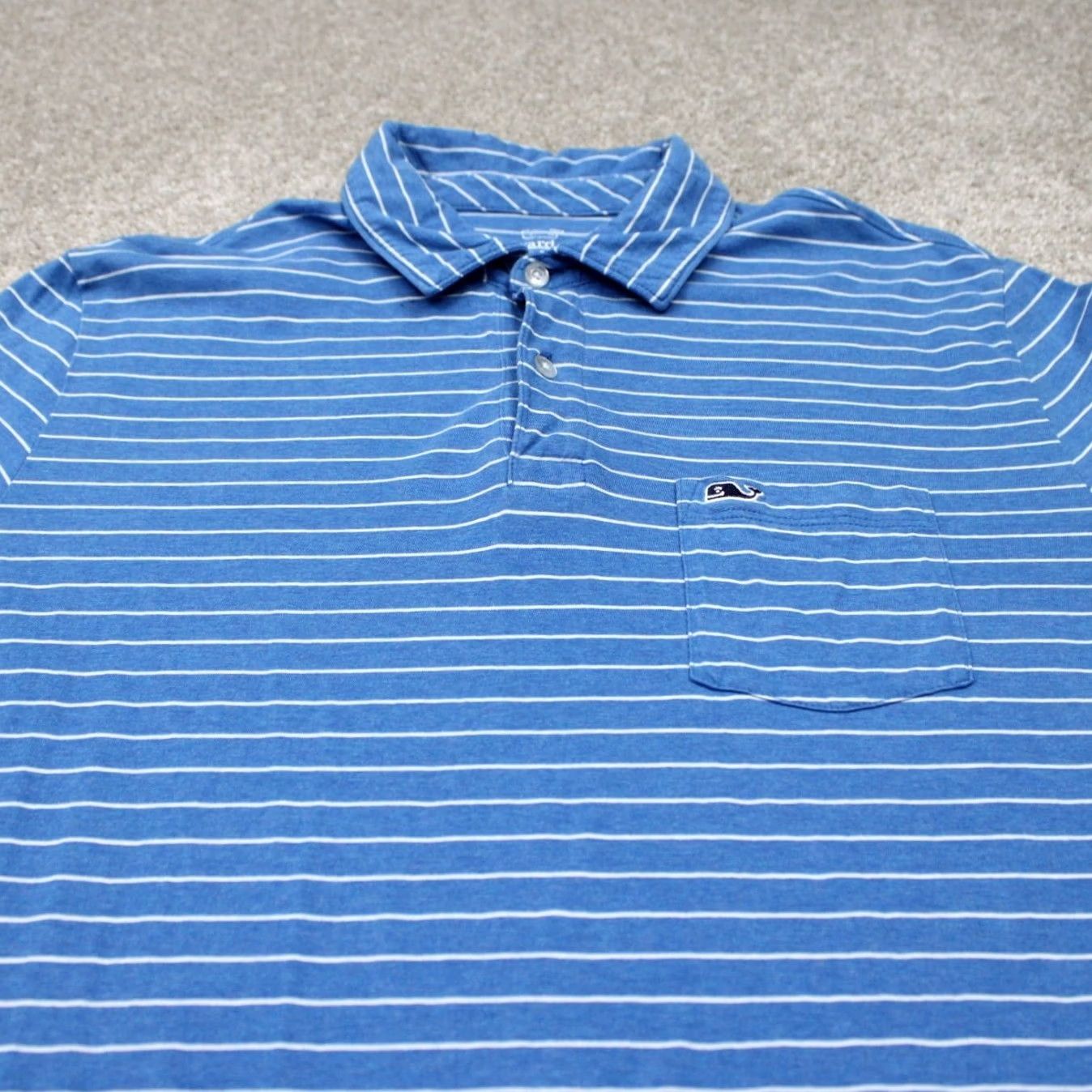 Vineyard Vines Vineyard Vines Polo Shirt Mens Medium Blue/White Stripe Short Sleeve Size US M / EU 48-50 / 2 - 4 Thumbnail