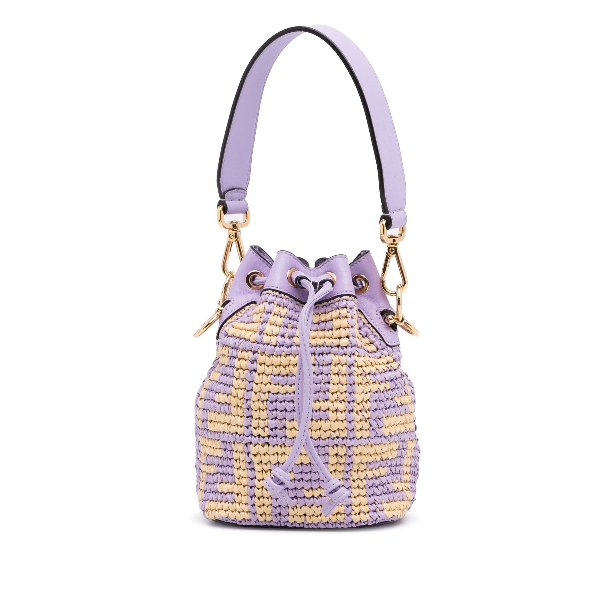 Fendi Fendi Mini Raffia Zucca Mon Tresor Bucket Bag Purple Size ONE SIZE - 1 Thumbnail