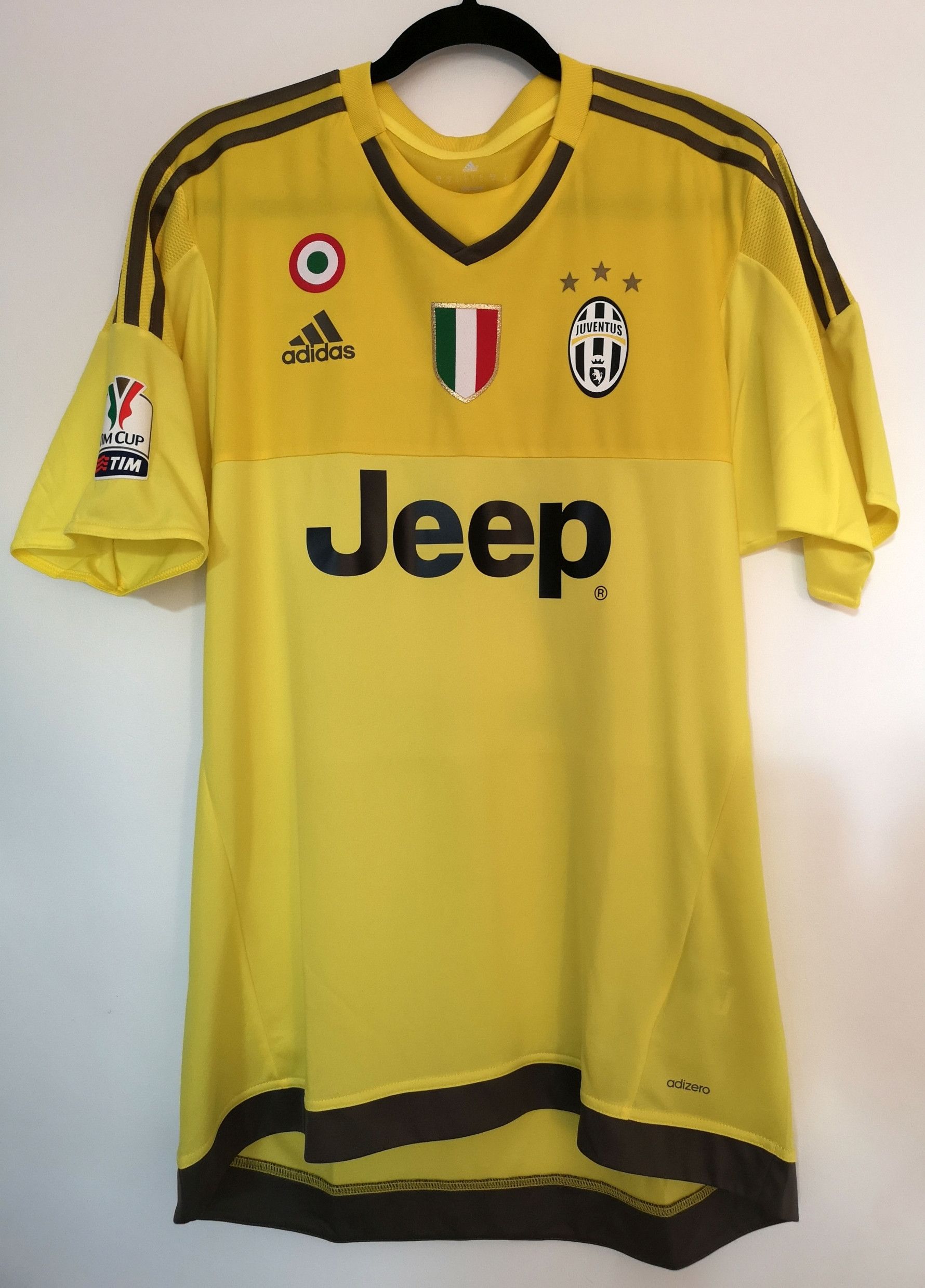 image of Adidas Juventus Gk 2015/2016, Tim Cup, Neto, Match Worn / Issue in Yellow, Men's (Size XL)