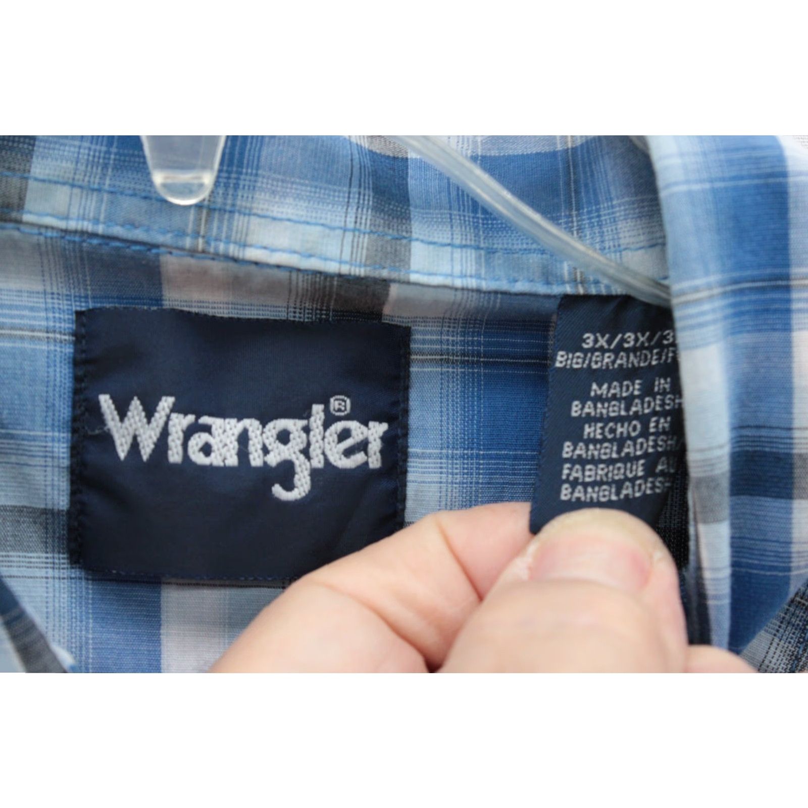 Wrangler VINTAGE Wrangler Shirt Mens 3XL Blue Plaid Pearl Snap Cowboy Western Retro Shirt Size US XXL / EU 58 / 5 - 4 Thumbnail