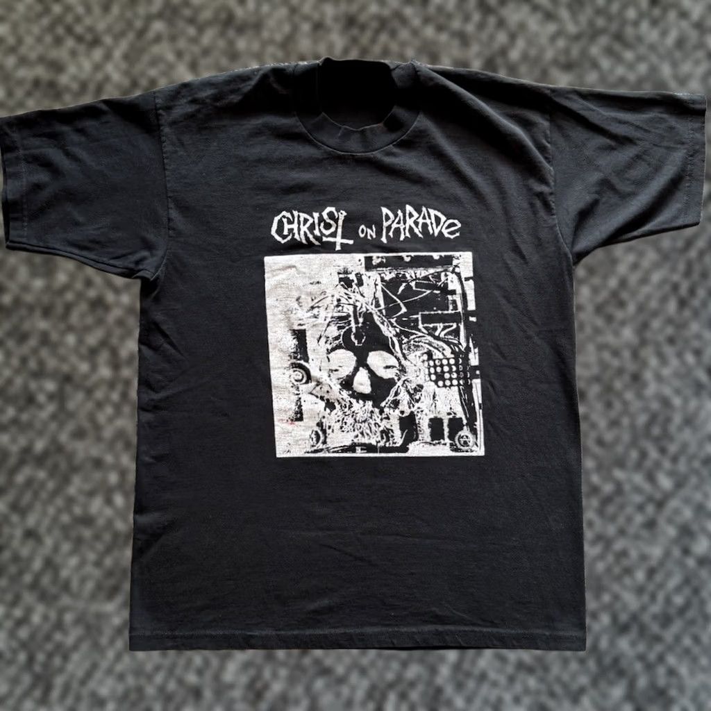 Vintage VINTAGE 90s Christ On Parade T Shirt Sz L Anarcho-Punk Band Faction Econochrist Shirt Mens Black 1990s Punk Band Graphic Print Size US L / EU 52-54 / 3 - 1 Thumbnail