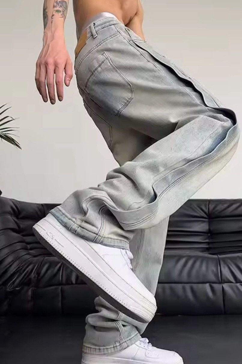 Japanese Brand Grunge Style Denim Jeans - Light Wash - Authentic Urban Look Size US 28 / EU 44 - 2 Thumbnail