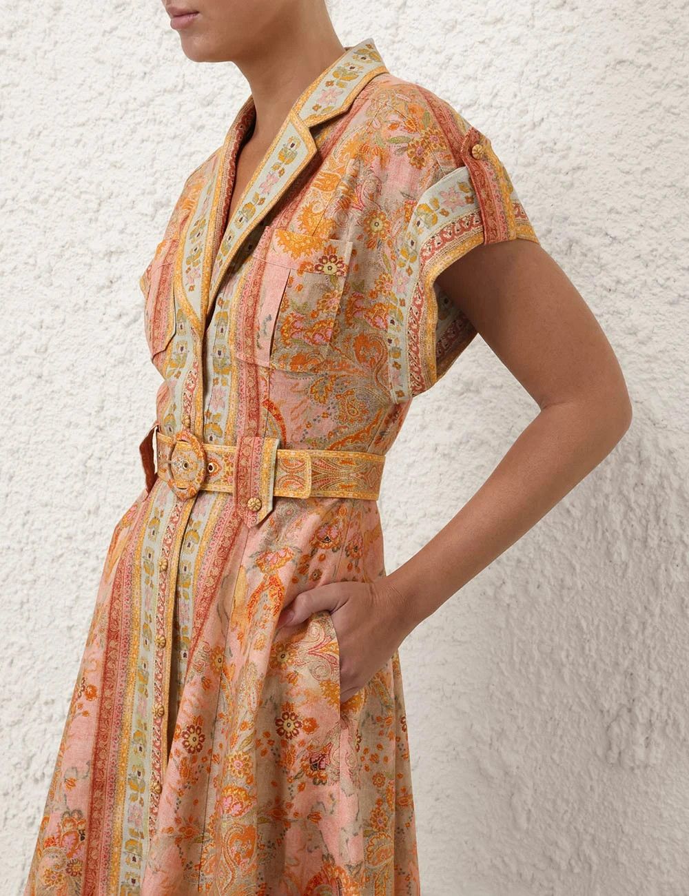 Zimmermann oc11z1025 Acacia Midi Shirt Dress in Multicolor Size M / US 6-8 / IT 42-44 - 5 Thumbnail