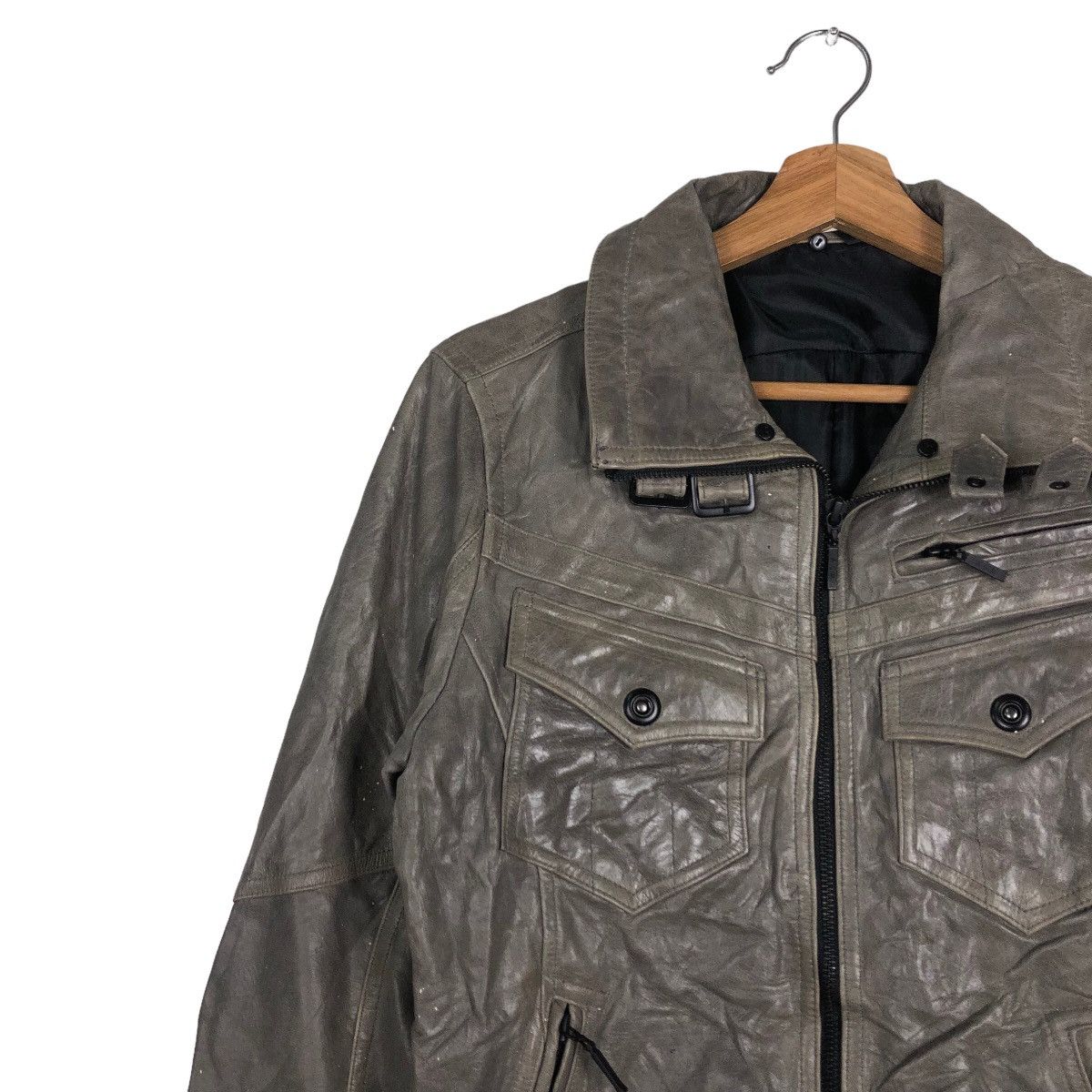 Japanese Brand 🔥Vintage Biker Jacket Leather ASM Japan Issey Miyake Size US M / EU 48-50 / 2 - 7 Thumbnail