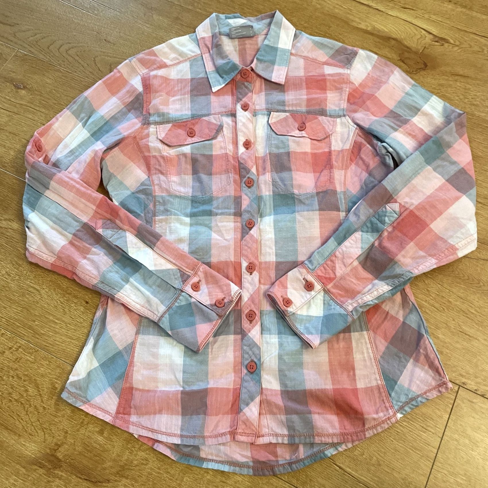 Pinko Columbia Top Women Western Plaid Long Sleeve S Pink Blue Button-Up V-Neck Casual Lightweight Short Description India Size S / US 4 / IT 40 - 4 Thumbnail