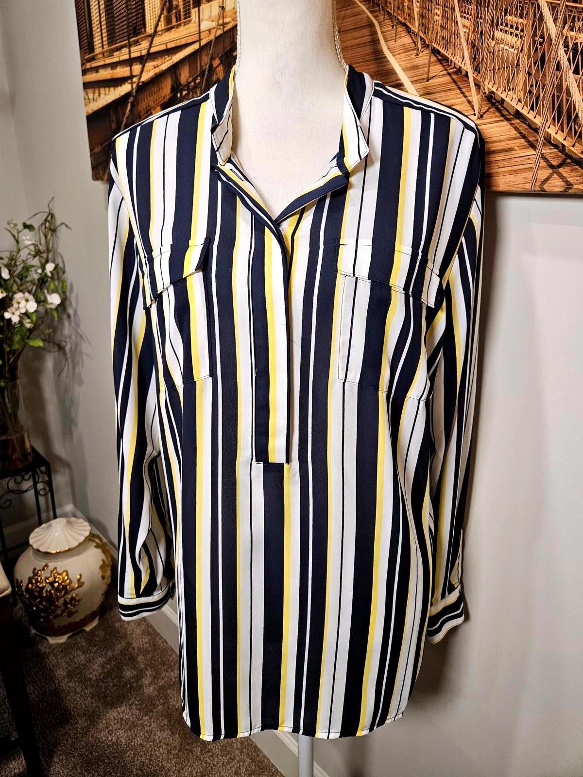 Designer Nwt Christopher & Banks Striped Long Sleeve Blouse-XL Size XL / US 12-14 / IT 48-50 - 1 Thumbnail
