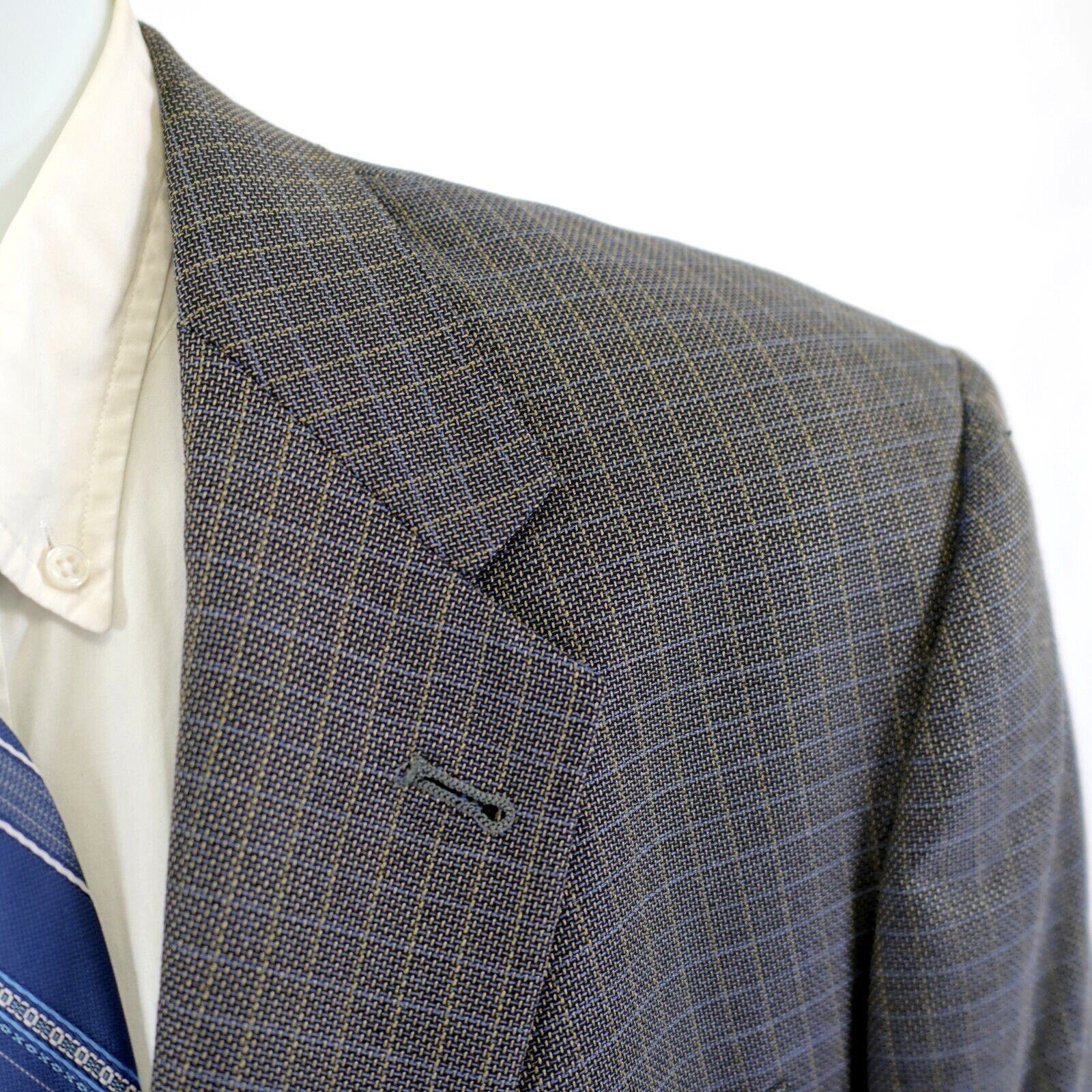 Hart Schaffner Marx Hart Schaffner Marx Thick Textured Wool Royal Navy Blue Tan Size 46R - 2 Thumbnail