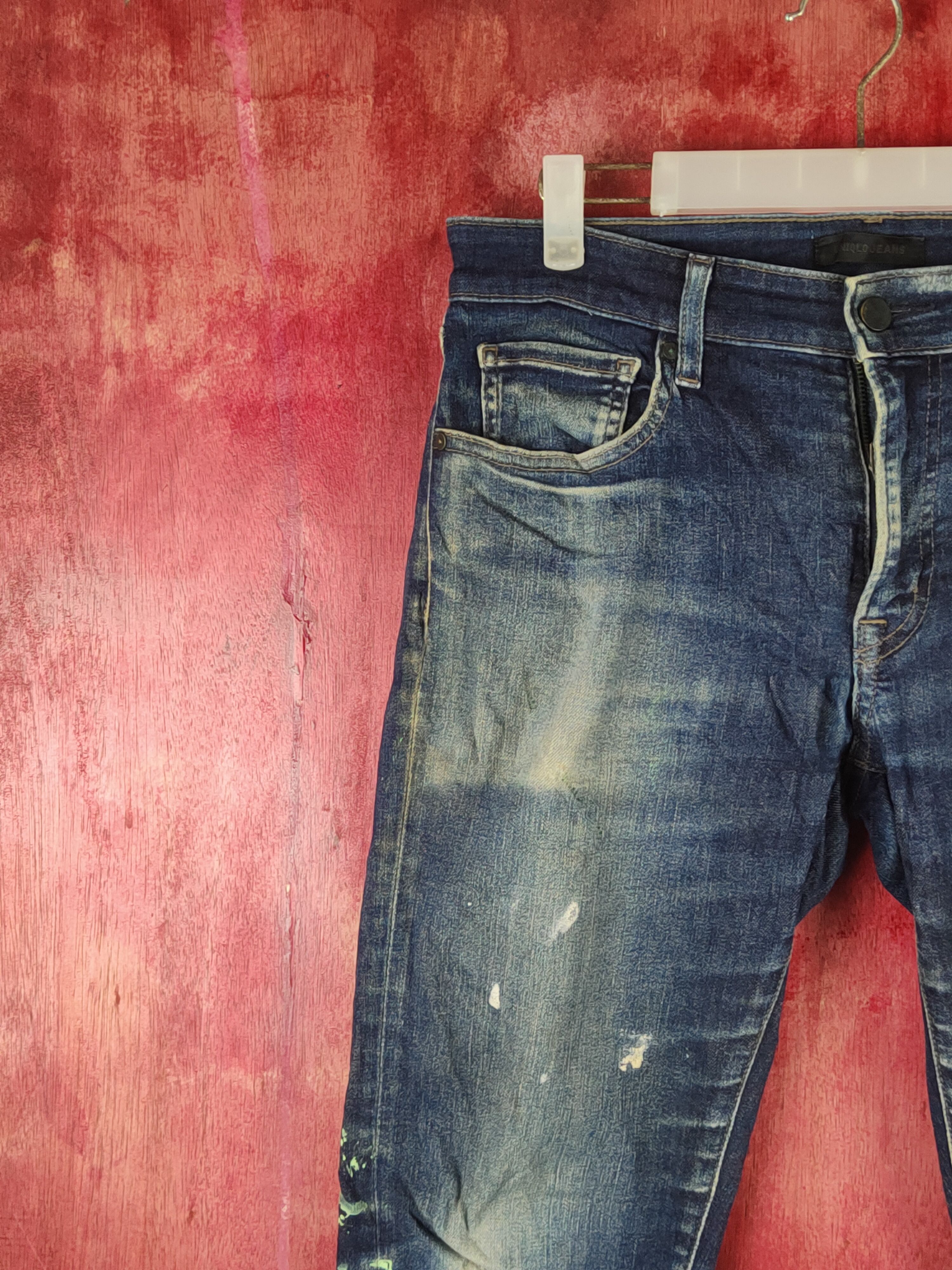 Japanese Brand Uniqlo Dark Blue Distressed Ripped Jeans #S2363 Size US 31 - 3 Thumbnail