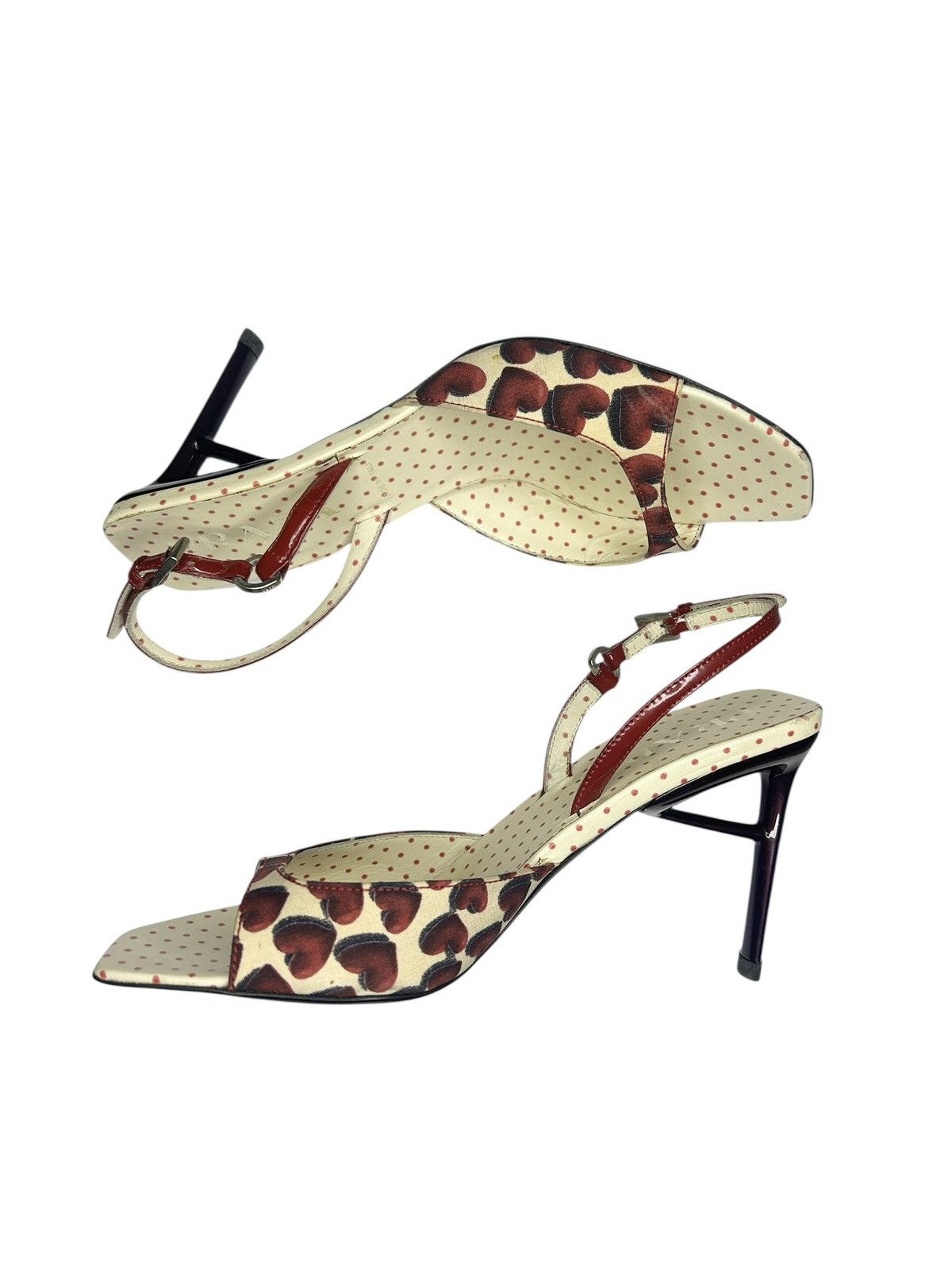 Prada S/S 00 Heart Print Heels Size US 6.5 / IT 36.5 - 6 Thumbnail