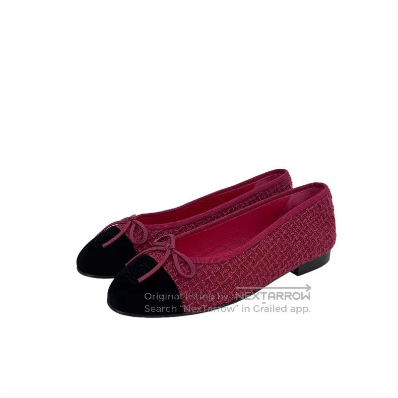 Chanel Chanel Pink bow woven casual single shoes ballet shoes Size US 6 / IT 36 - 1 Thumbnail