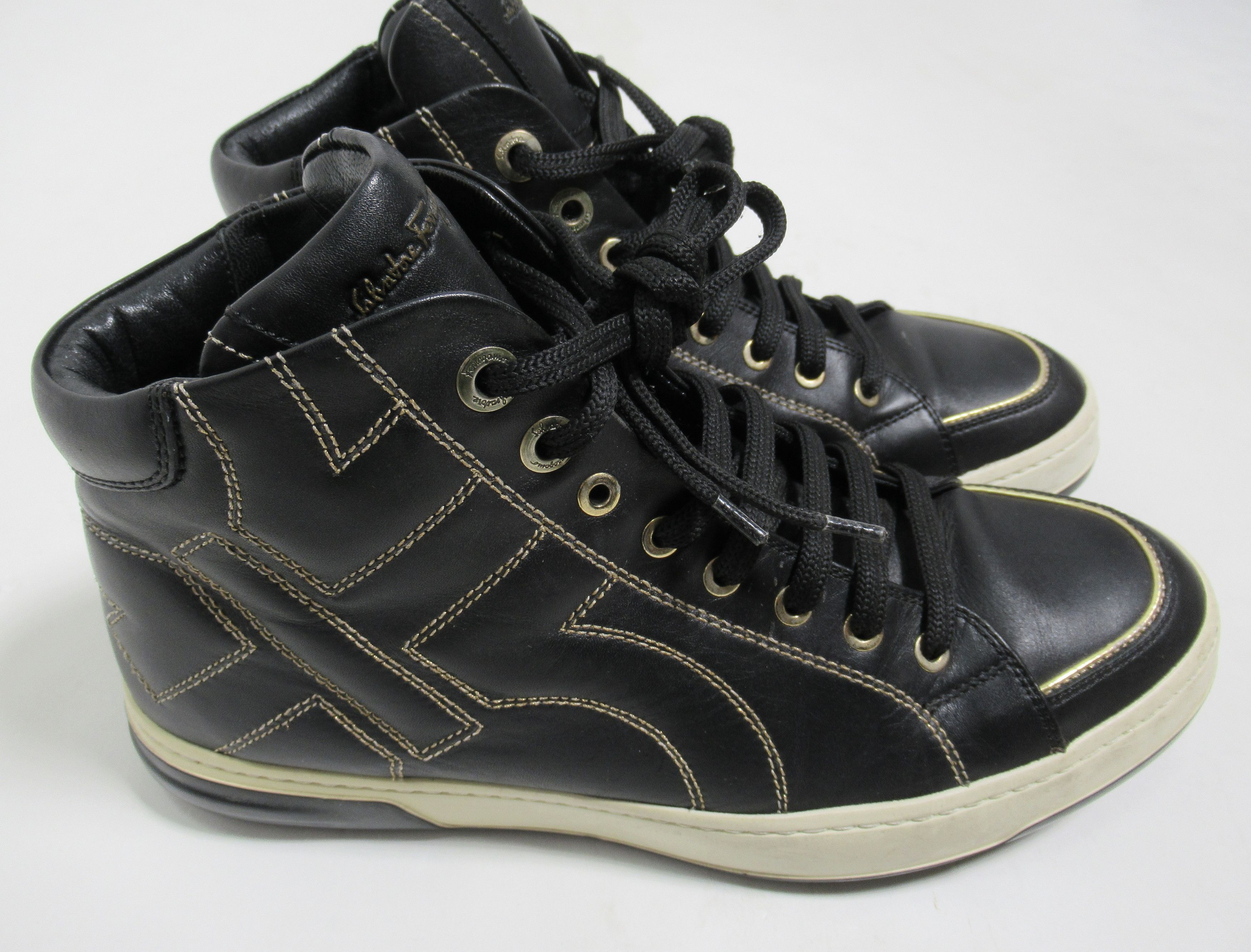 Salvatore Ferragamo Salvatore Ferragamo Stitched Gancini High-Top Sneaker Size US 8 / EU 41 - 1 Thumbnail