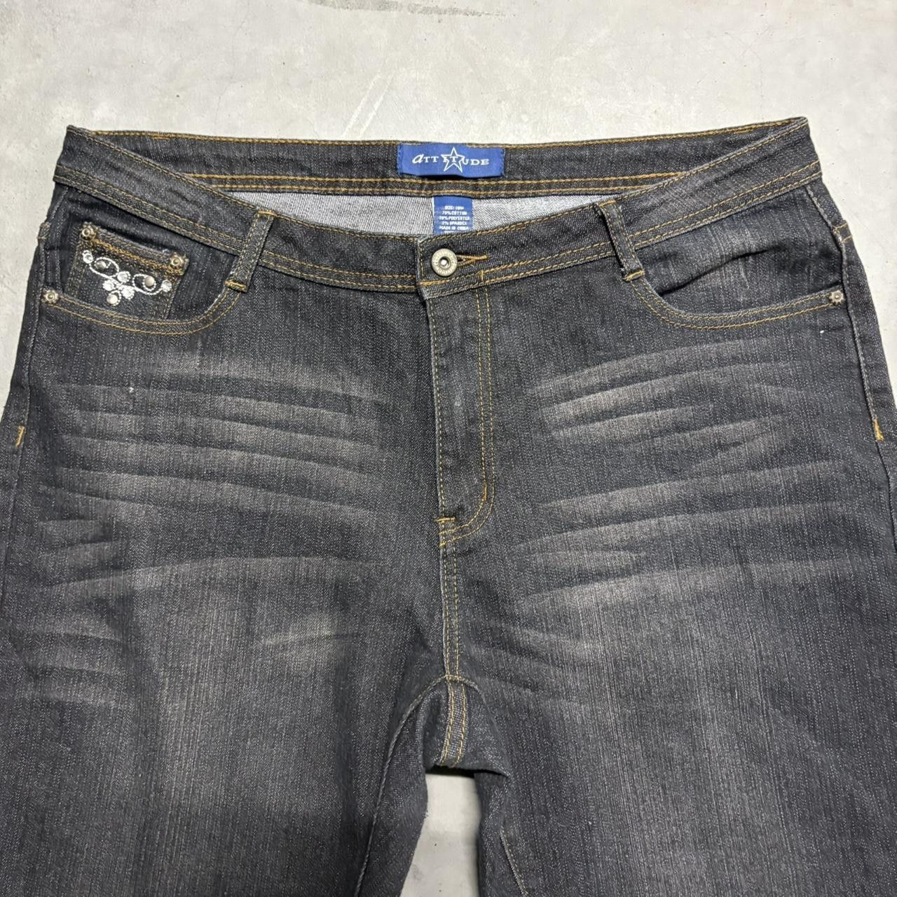 Japanese Brand × Vintage Crazy Vintage Y2K/2000s Baggy Black Skater Style WideLeg Denim Jeans! Size US 36 / EU 52 - 4 Thumbnail