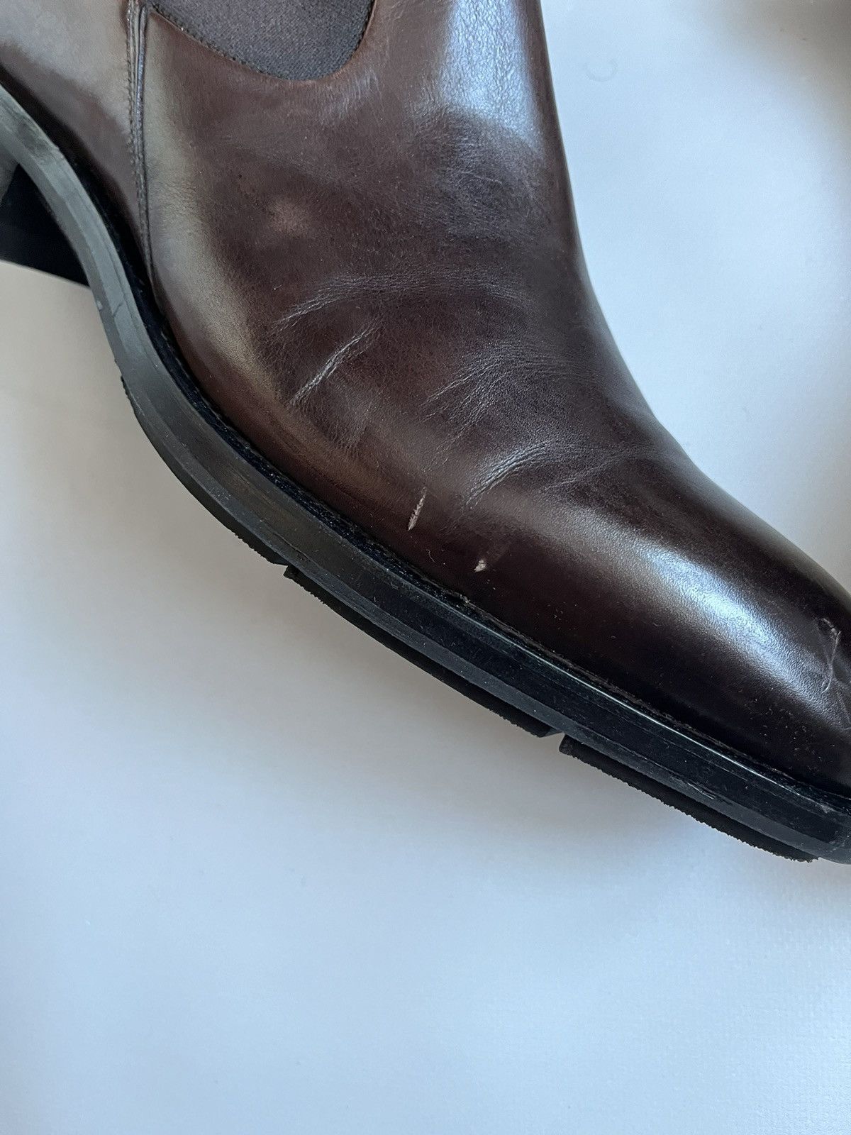 Santoni Santoni Men Brown Leather Chelsea Boots Size US 10.5 / EU 43-44 - 2 Thumbnail