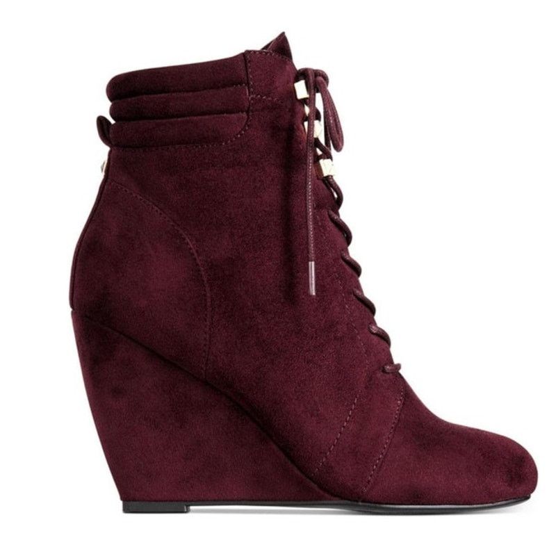 Other REBEL Womens NEW Kerlynn Faux Suede Lace-Up Wedge Boots | 8M Size US 8 / IT 38 - 2 Thumbnail