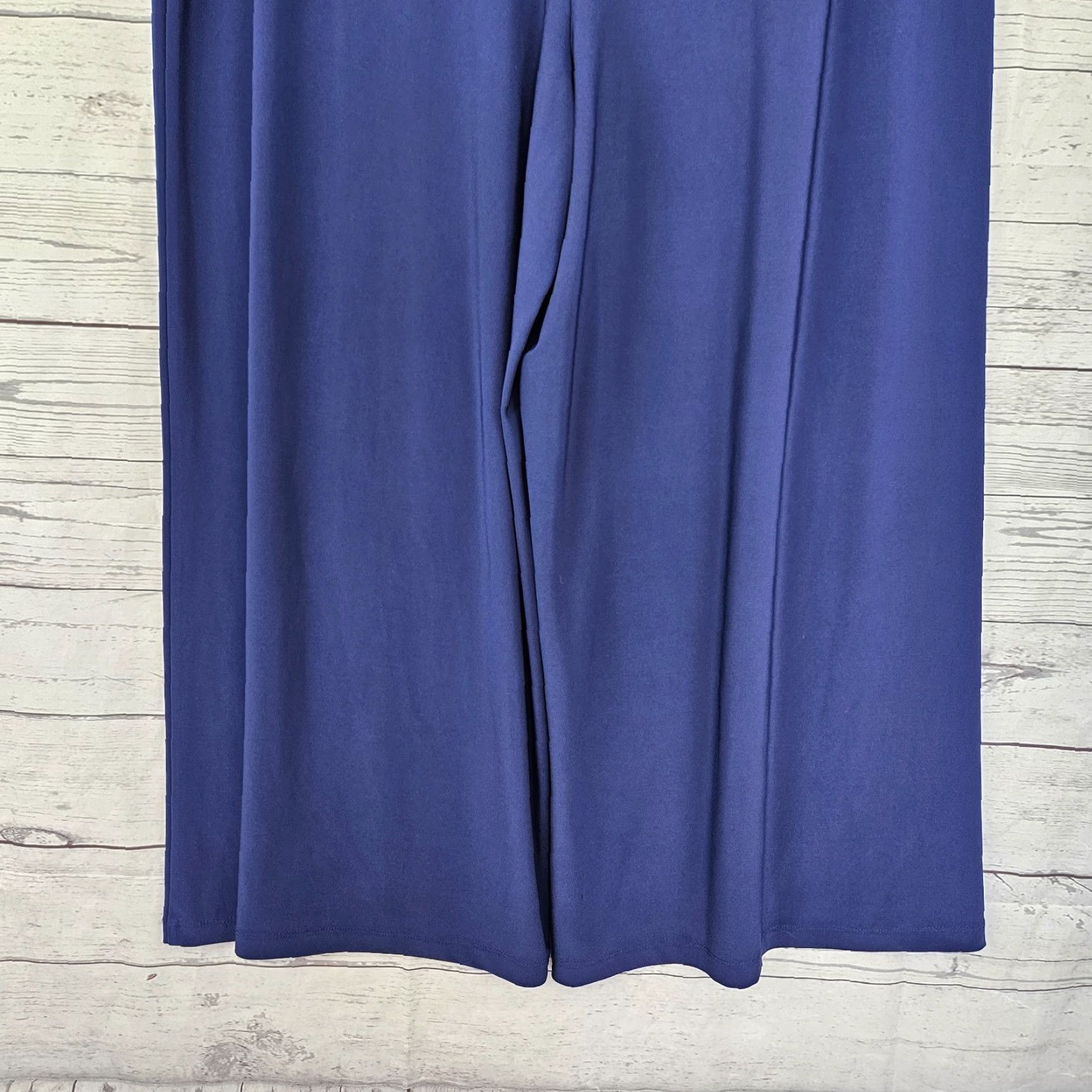 NIC+ZOE NIC+ZOE Womens Cropped Wide Leg Pants XL Solid Blue Pull On High Rise Size 40" / US 18 - 5 Thumbnail