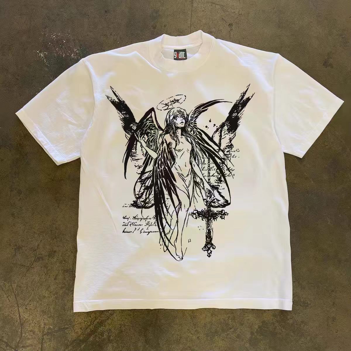 Vintage White Casual Retro T-Shirt with Angel Print Size US M / EU 48-50 / 2 - 1 Thumbnail