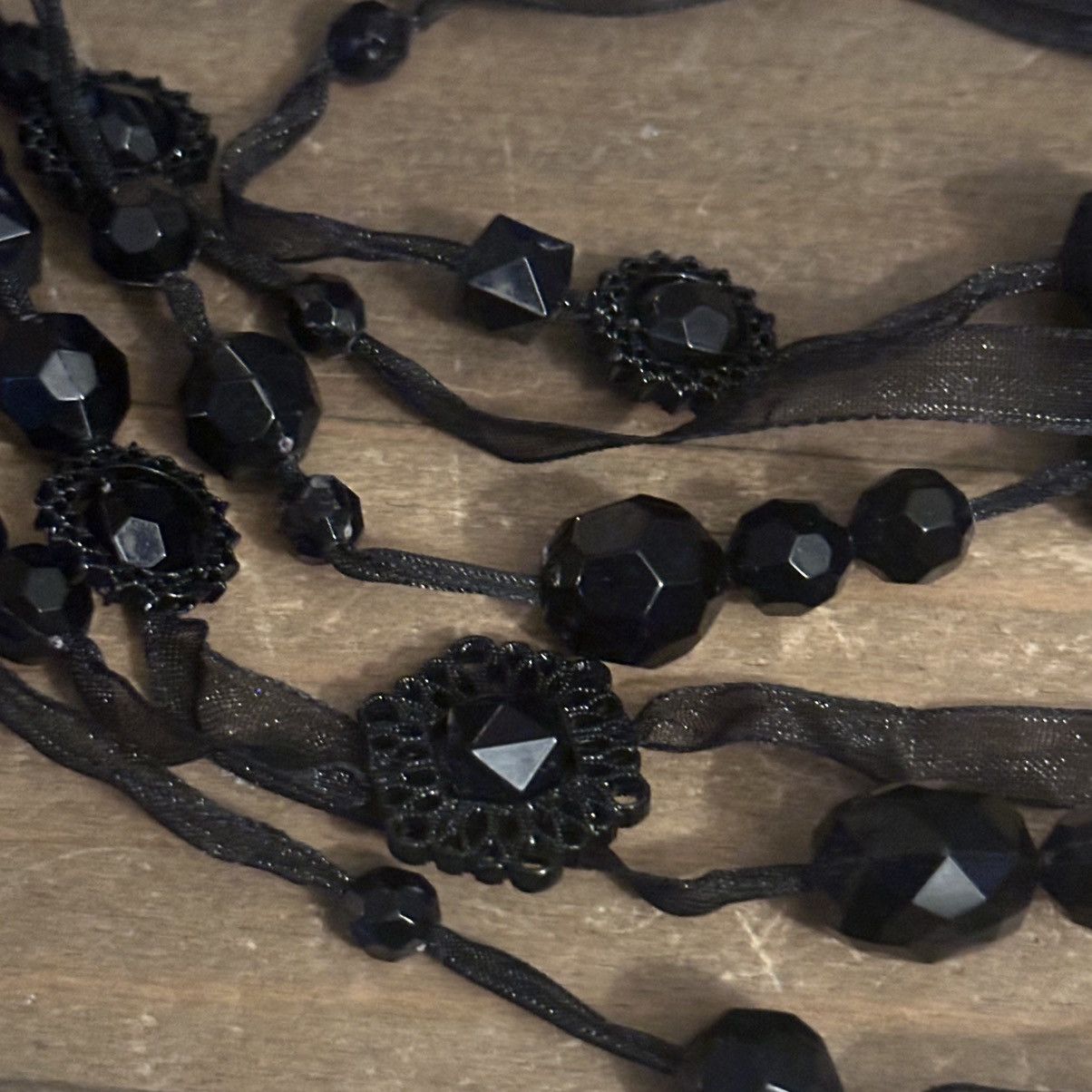 Other Long multi strand black ribbon station bead necklace Size ONE SIZE - 4 Thumbnail