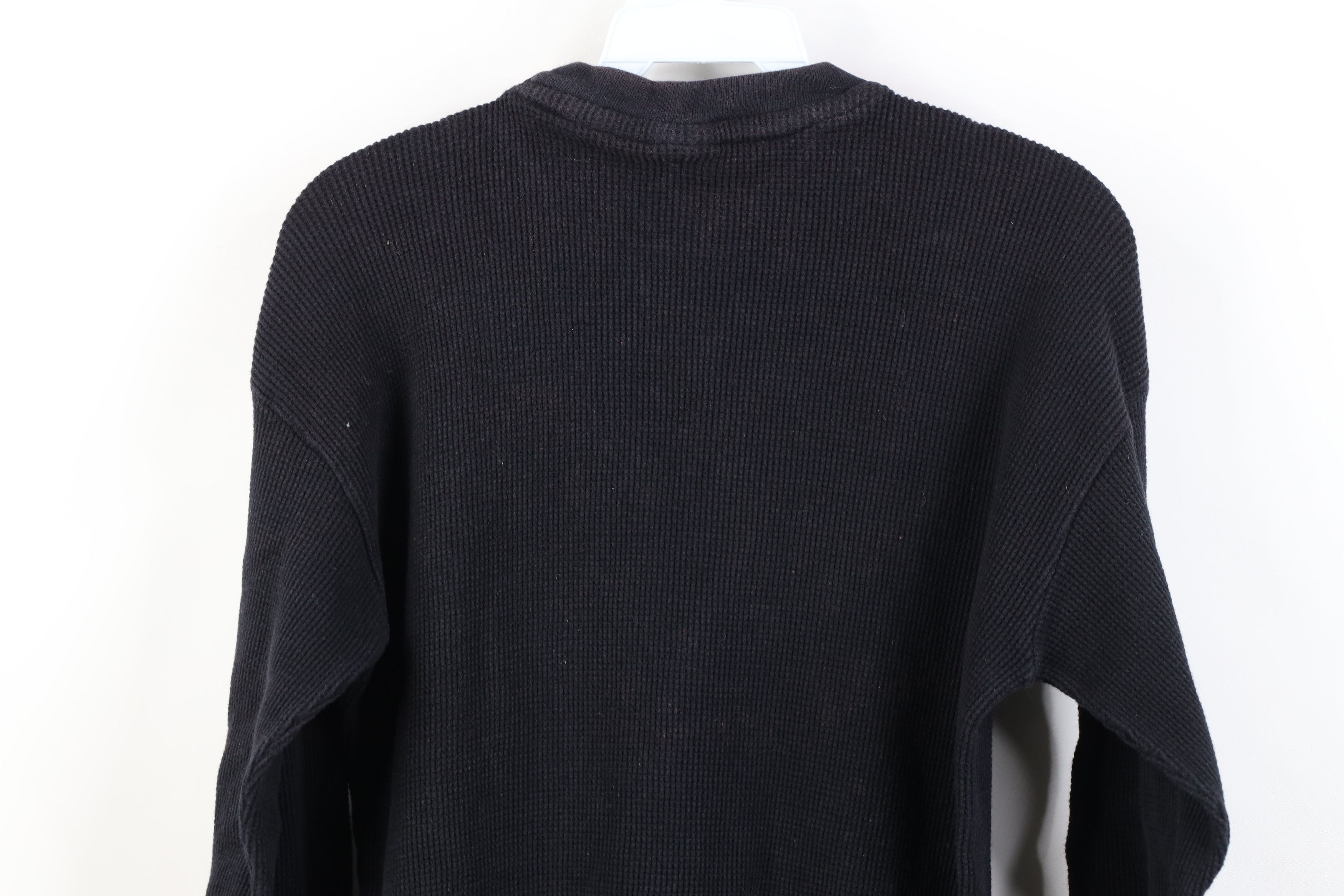 Vintage Vintage 90s Y2K Streetwear Thermal Waffle Knit T-Shirt Black Size US M / EU 48-50 / 2 - 10 Thumbnail