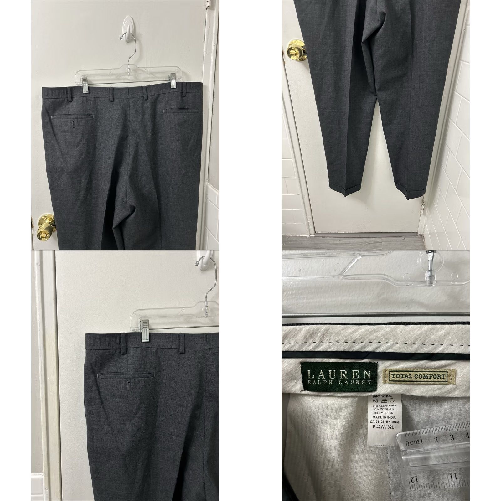Ralph Lauren VINTAGE? No. Lauren Ralph Lauren Mens Pants Dress Wool 100% Gray 42x32 Cuffed Pleated Classic Straight Inseam 32 Department Men Size US 42 / EU 58 - 8 Thumbnail