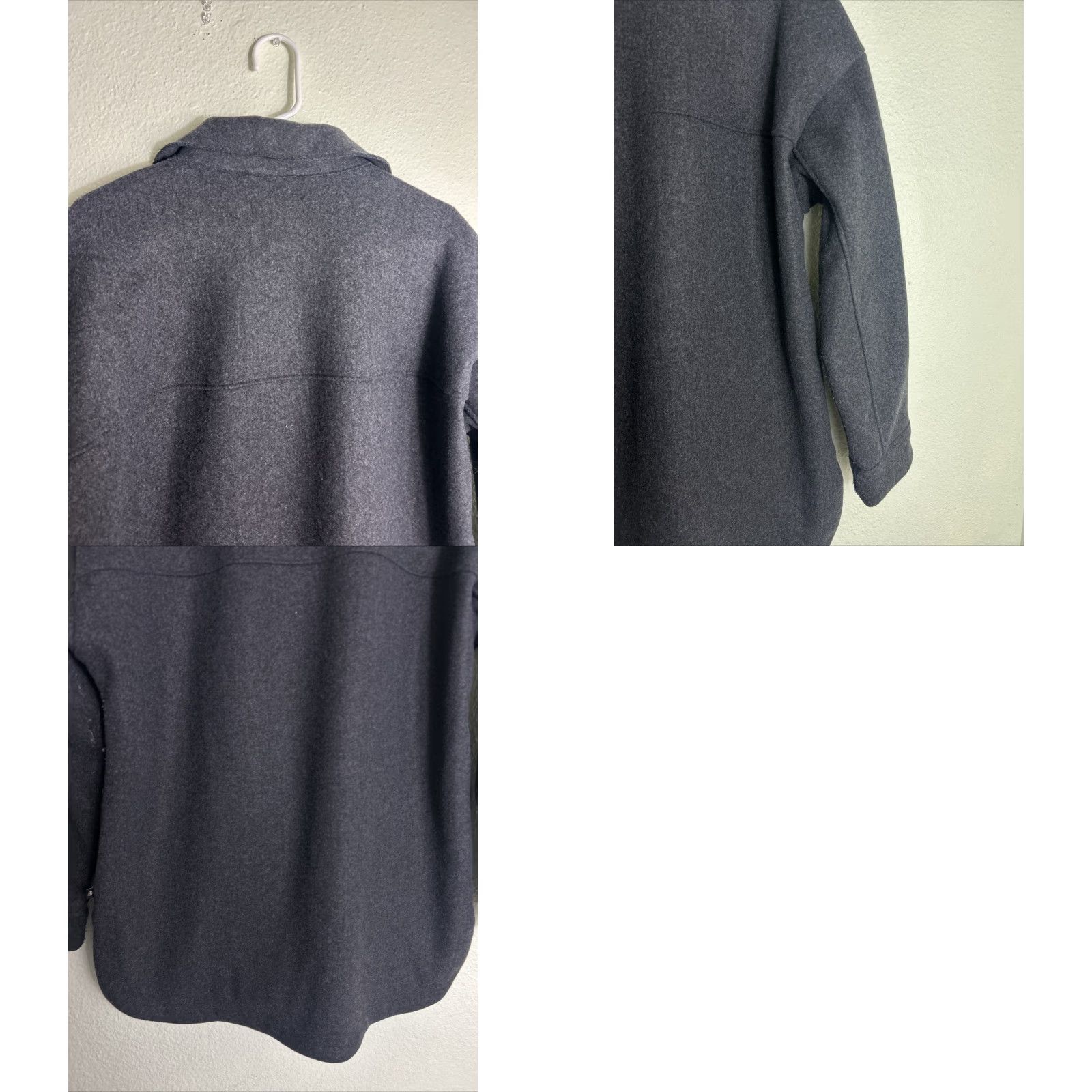 Banana Republic VINTAGE Banana Republic Womens Medium Button Up Over Coat Polyester Charcoal Size M / US 6-8 / IT 42-44 - 9 Thumbnail