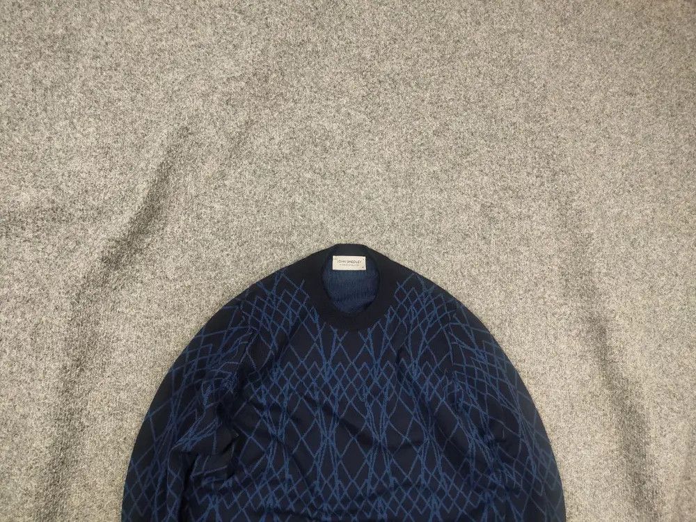 John Smedley John Smedley design blue wool sweater with geometric pattern Size US M / EU 48-50 / 2 - 1 Thumbnail
