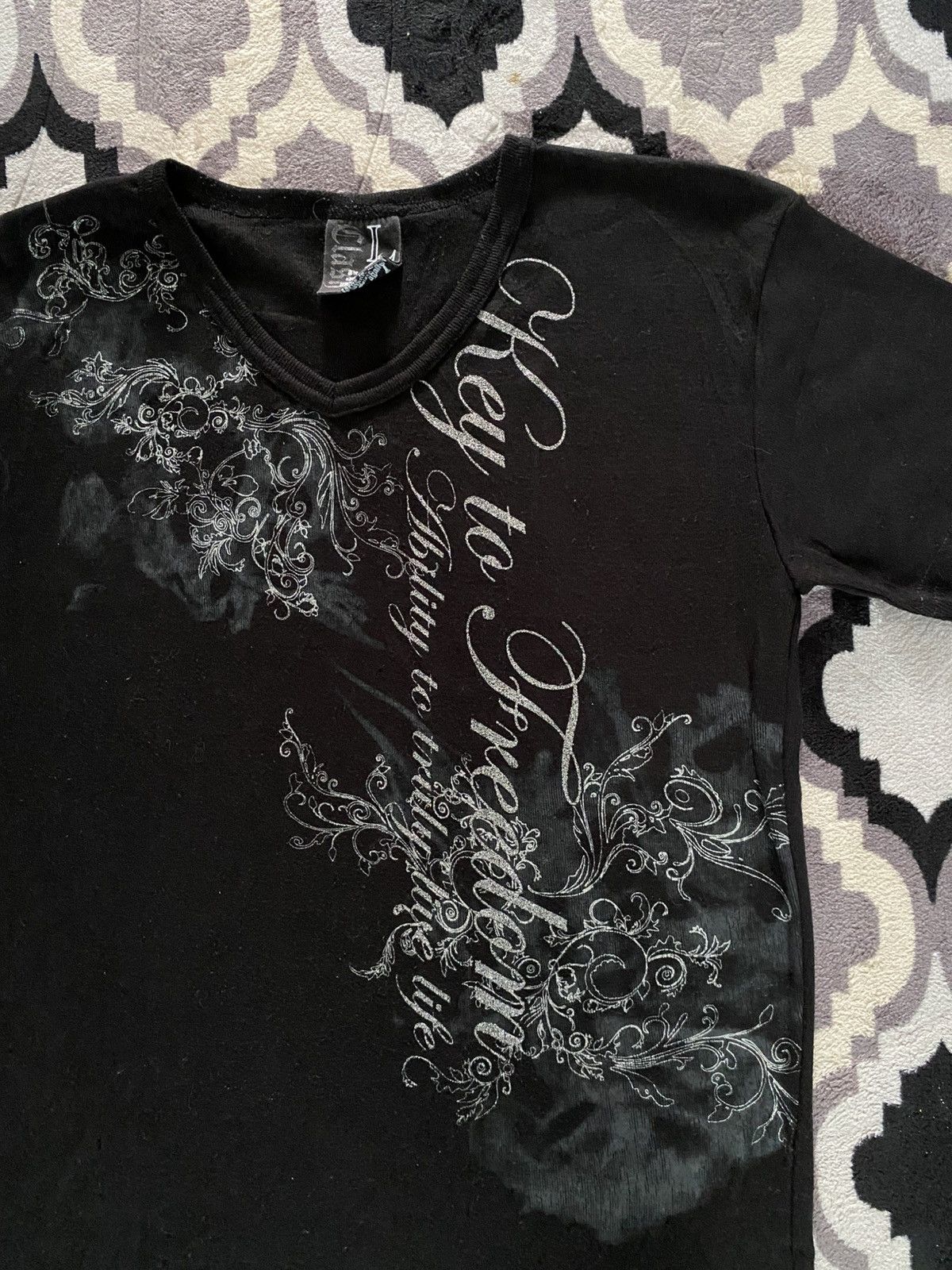 If Six Was Nine × Japanese Brand × Le Grande Bleu (L.G.B.) clash ahead glitter smoke poem tee Size US L / EU 52-54 / 3 - 2 Thumbnail