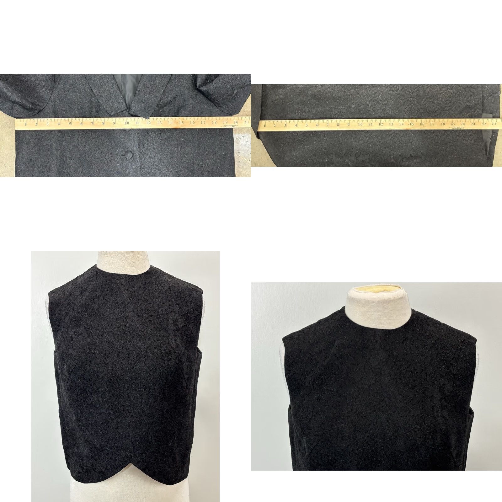 Vintage Vtg Custom 3 Pc Skirt Suit Women’s Black Damask 1950s Shirt Jacket Jackie-O Size 4XL / US 24-26 - 8 Thumbnail