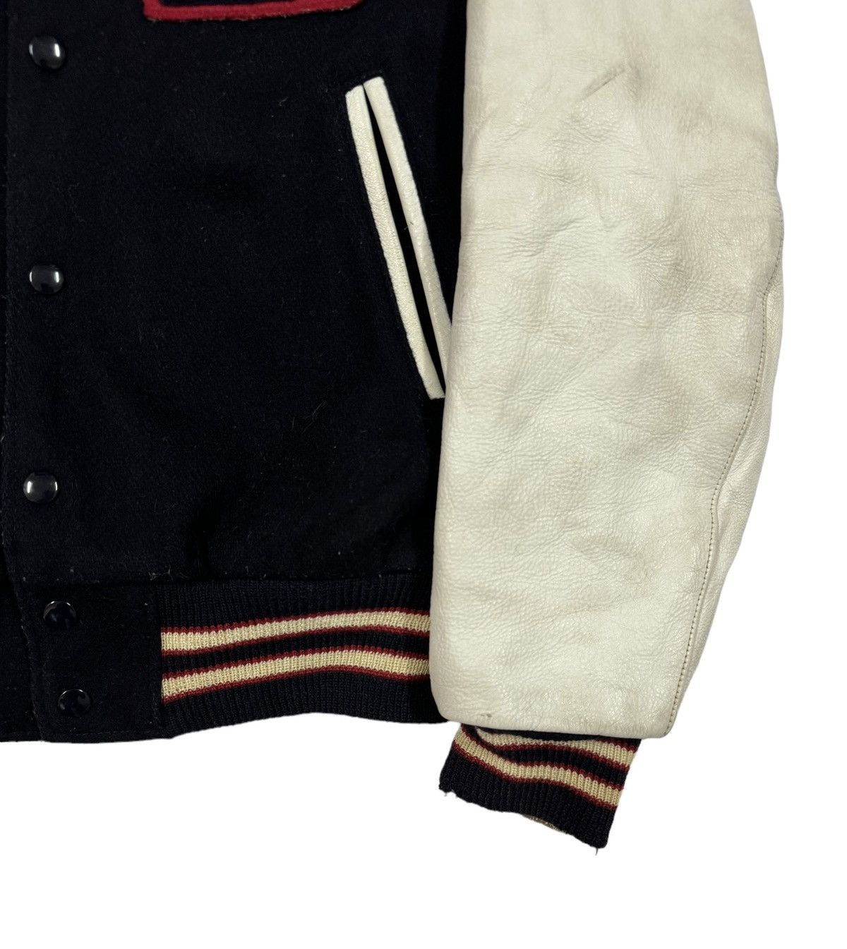 Vtg🔥80’s Golden Bear Wool Varsity Sleeve Leather Jacket