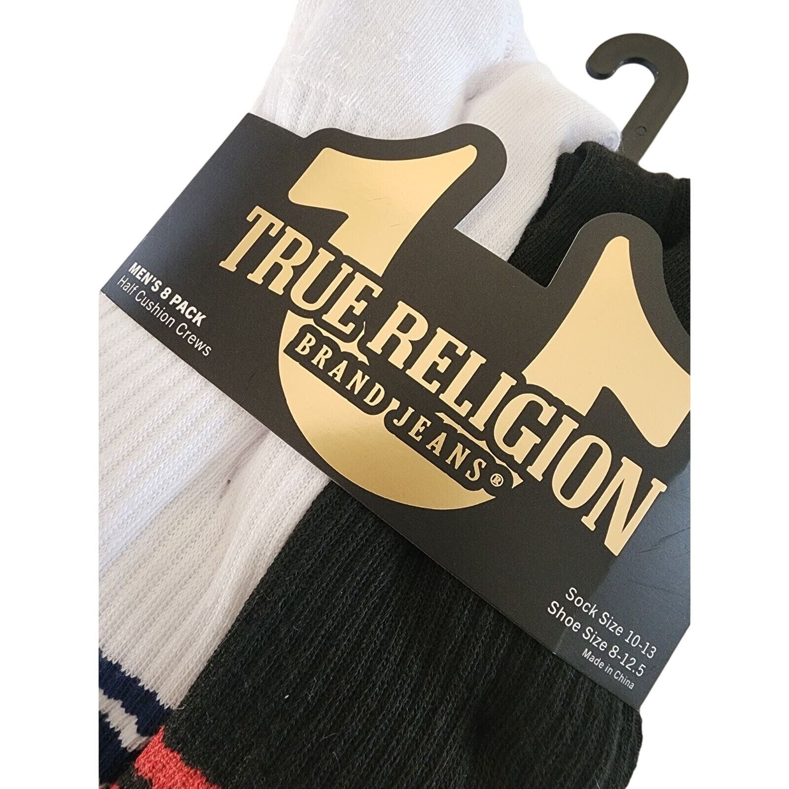 True Religion True Religion Crew Socks Half Cushion 8-Pair Black White Size ONE SIZE - 2 Thumbnail