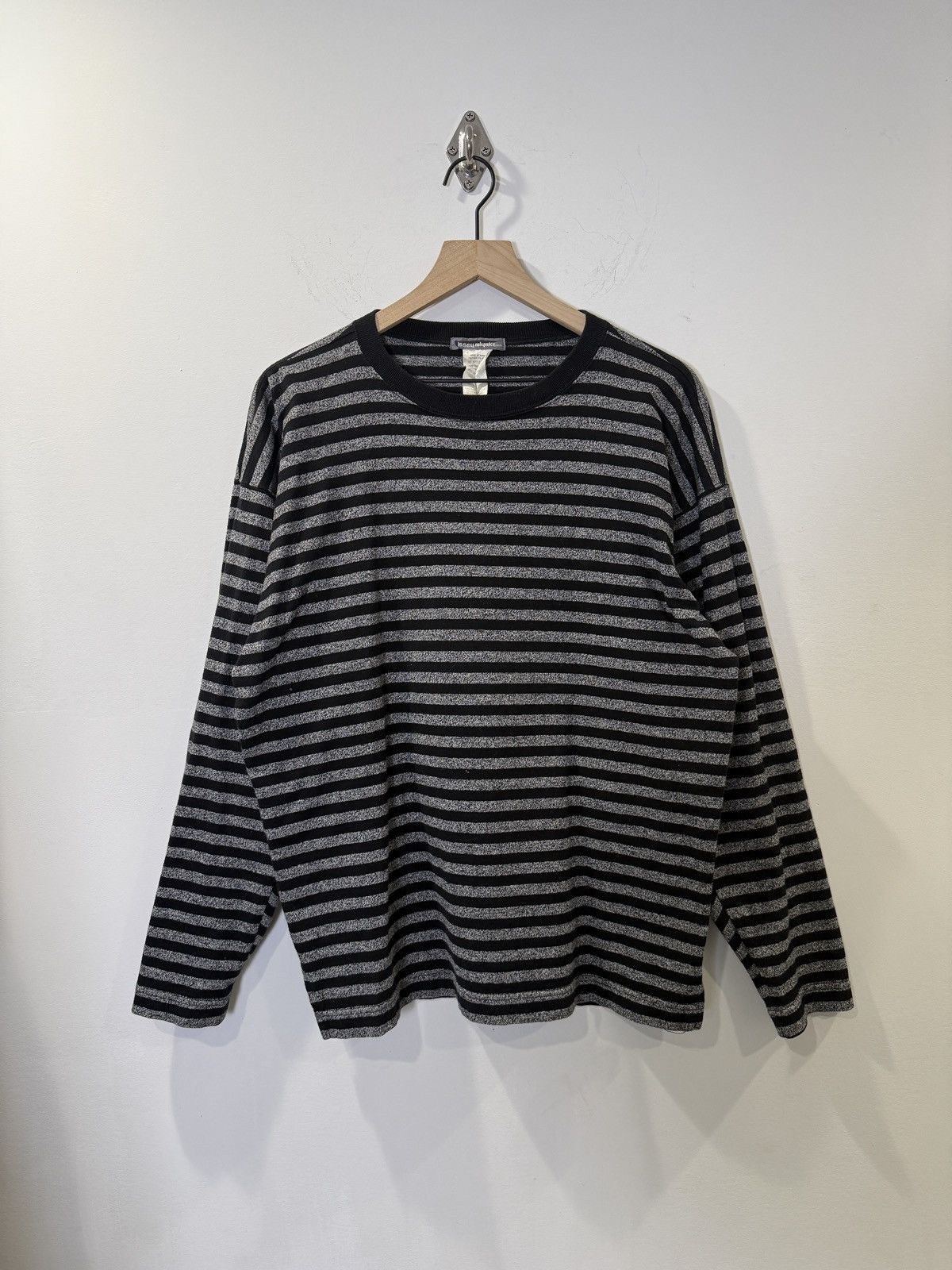 Issey Miyake Vintage 1980s Issey Miyake MEN Striped Long Sleeve Tee Size US M / EU 48-50 / 2 - 1 Thumbnail