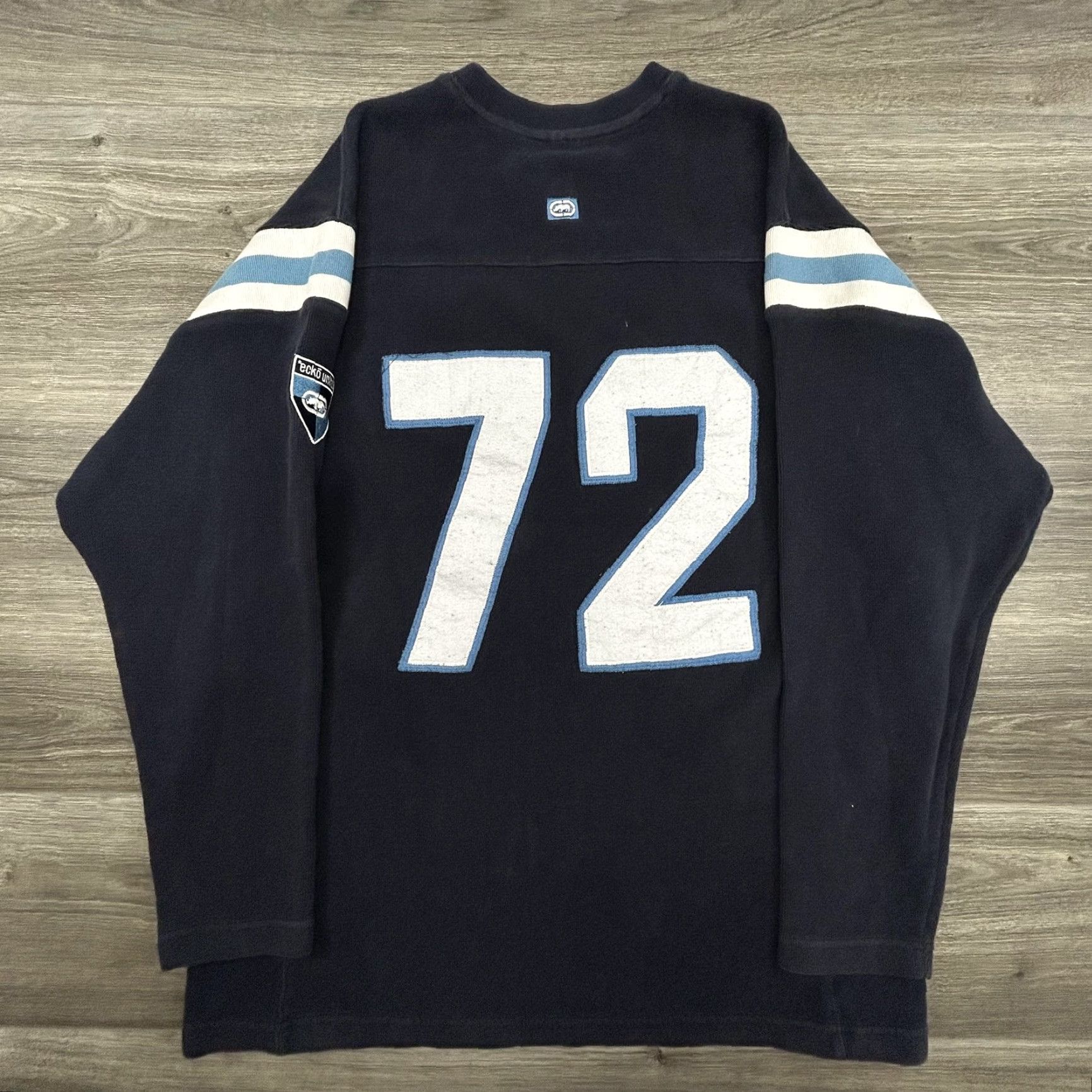 Ecko Unltd. VINTAGE Ecko Unltd Sweatshirt Mens XL Navy V-Neck Jersey Rhino Y2K Graphic Print Pullover Size US XL / EU 56 / 4 - 2 Thumbnail
