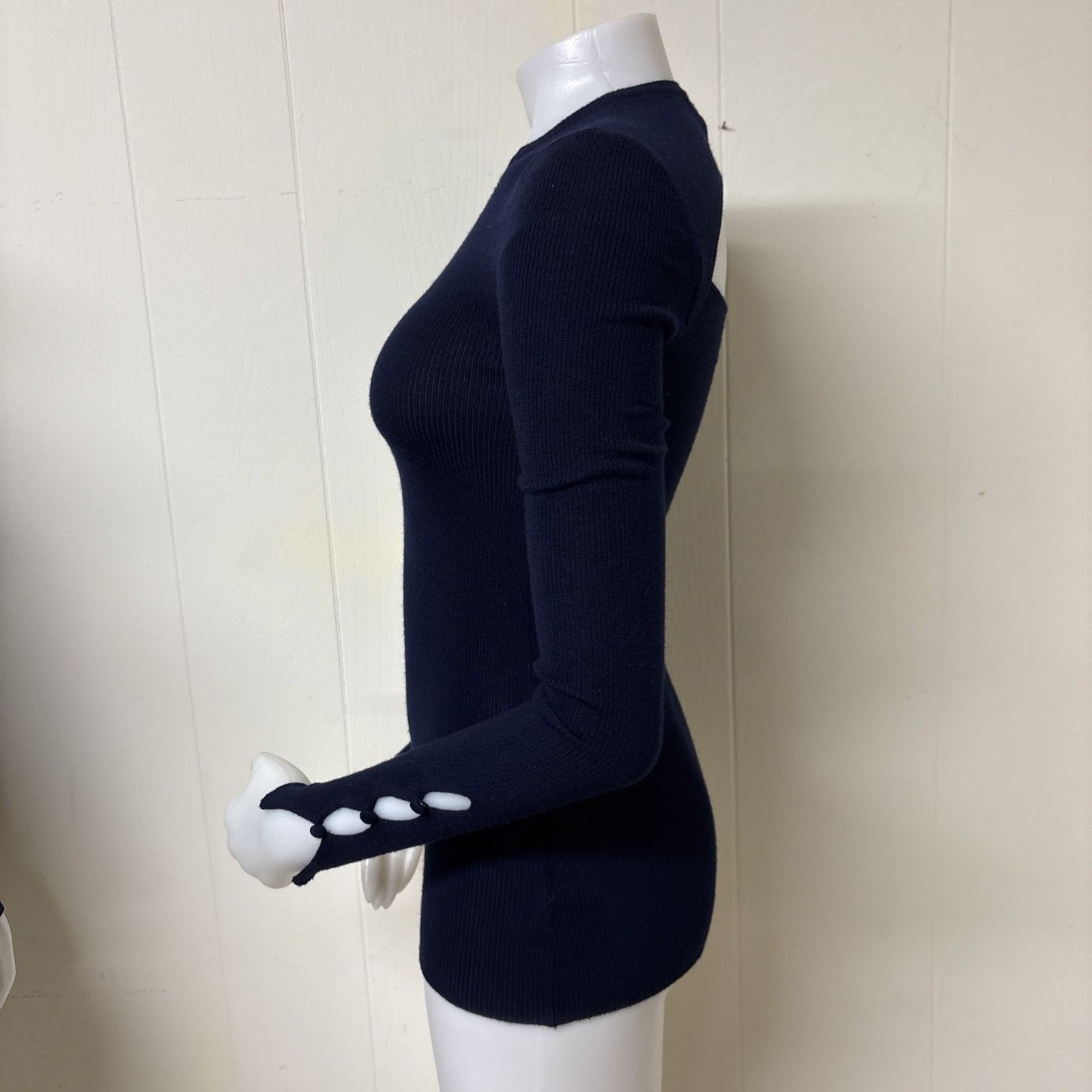 Other Lewit Wool Sweater Womens XS Blue Merino Pullover Cut Out Ba Size XS / US 0-2 / IT 36-38 - 2 Thumbnail
