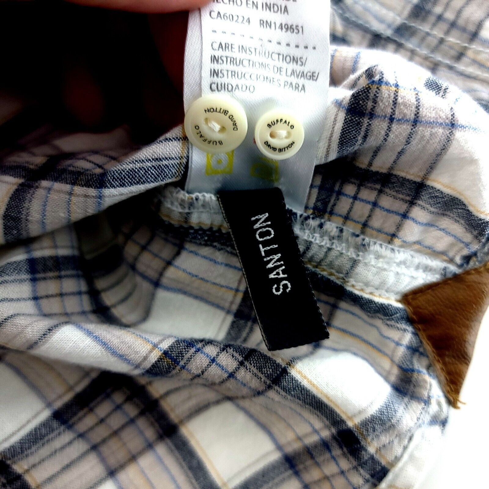 Buffalo David Bitton Buffalo David Bitton XL Tan Blue Plaid Slip Cuff Pocket Dres Size US XL / EU 56 / 4 - 12 Thumbnail