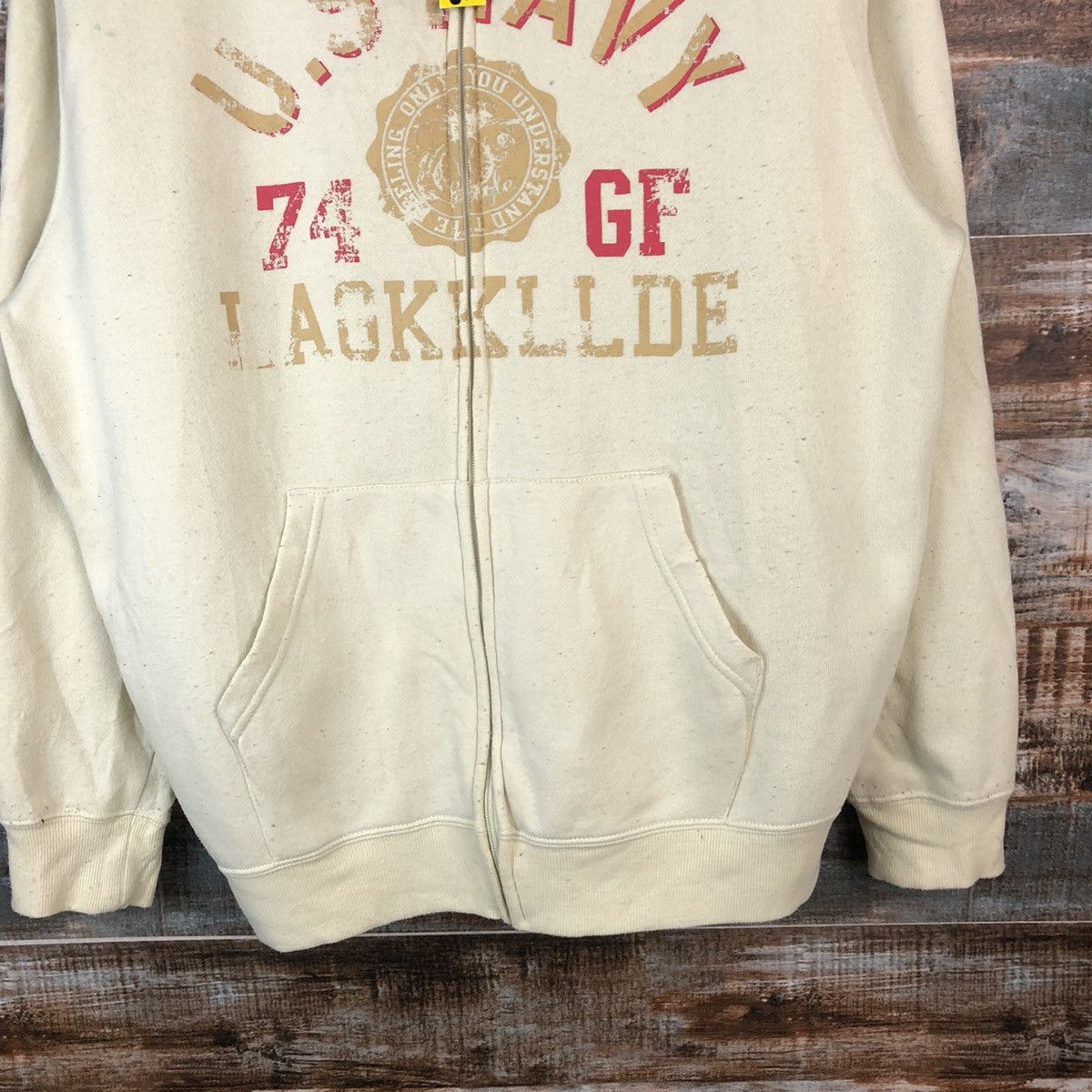 Japanese Brand The First Wave Crem Hoodie sweater #A2038 Size US L / EU 52-54 / 3 - 6 Thumbnail