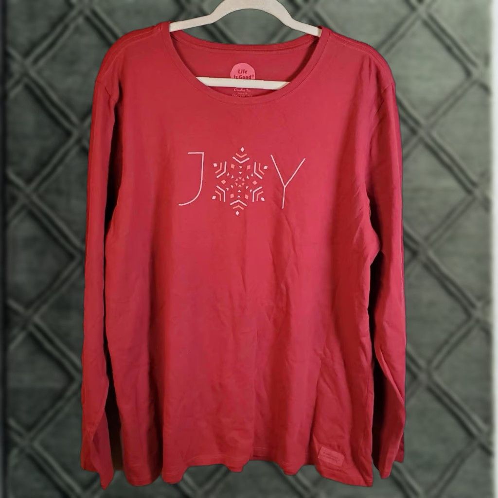 Life is Good Life Is Good Crusher Tee 2XLT Long Sleeve Snow Flake Joy Christmas Women red 2XL Tall Shirt Mens? Size XXL / US 16-18 / IT 52-54 - 1 Thumbnail
