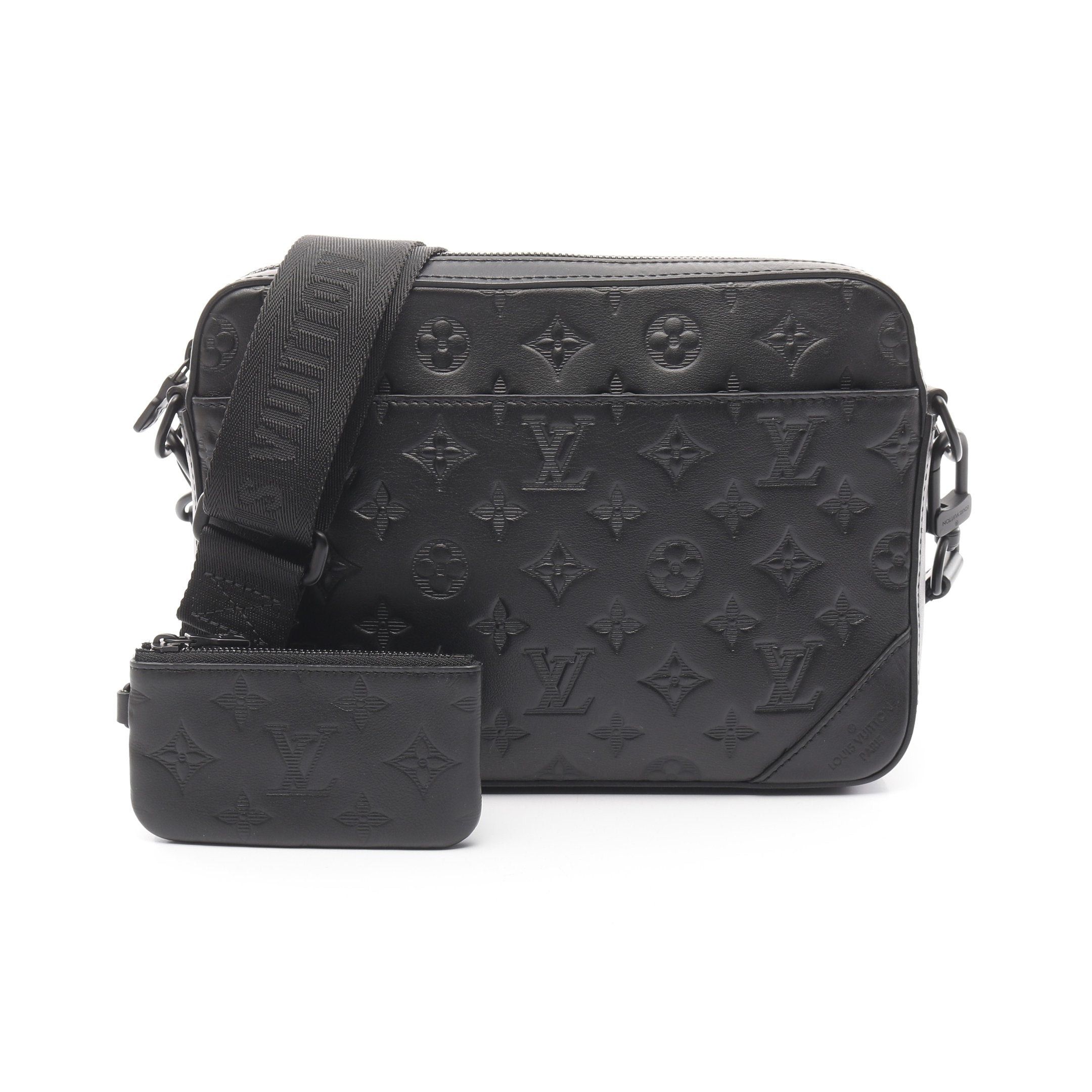 Louis Vuitton Duo Messenger Monogram Shadow Noir Shoulder Bag Leather Black, Men's