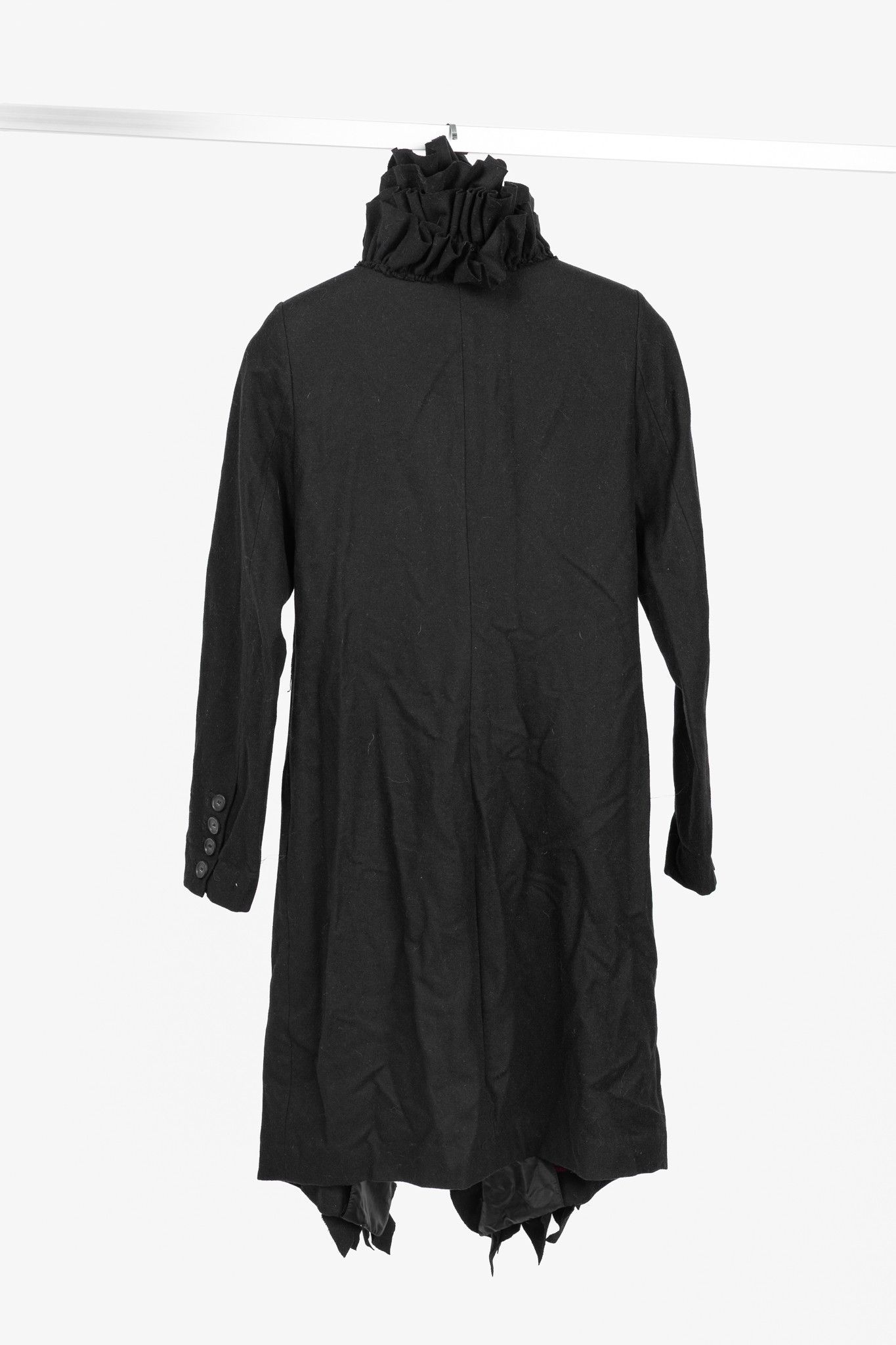Other Sinclaire 10 Black Wool Ruffled-Front Coat Size S / US 4 / IT 40 - 12 Thumbnail