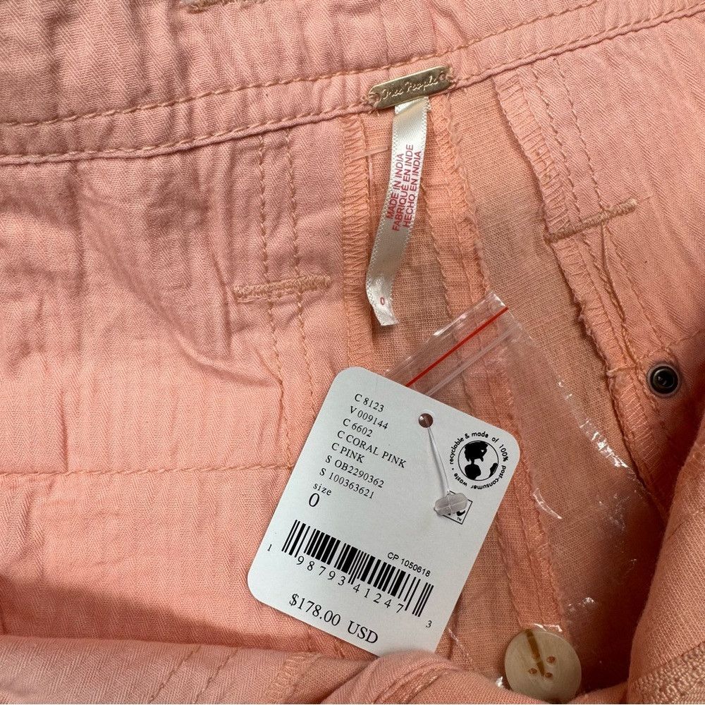 Free People NWT New $178 Free People Tidal Wave Cropped Coral Pink Pant Size 25" / US 0 / IT 36 - 7 Thumbnail