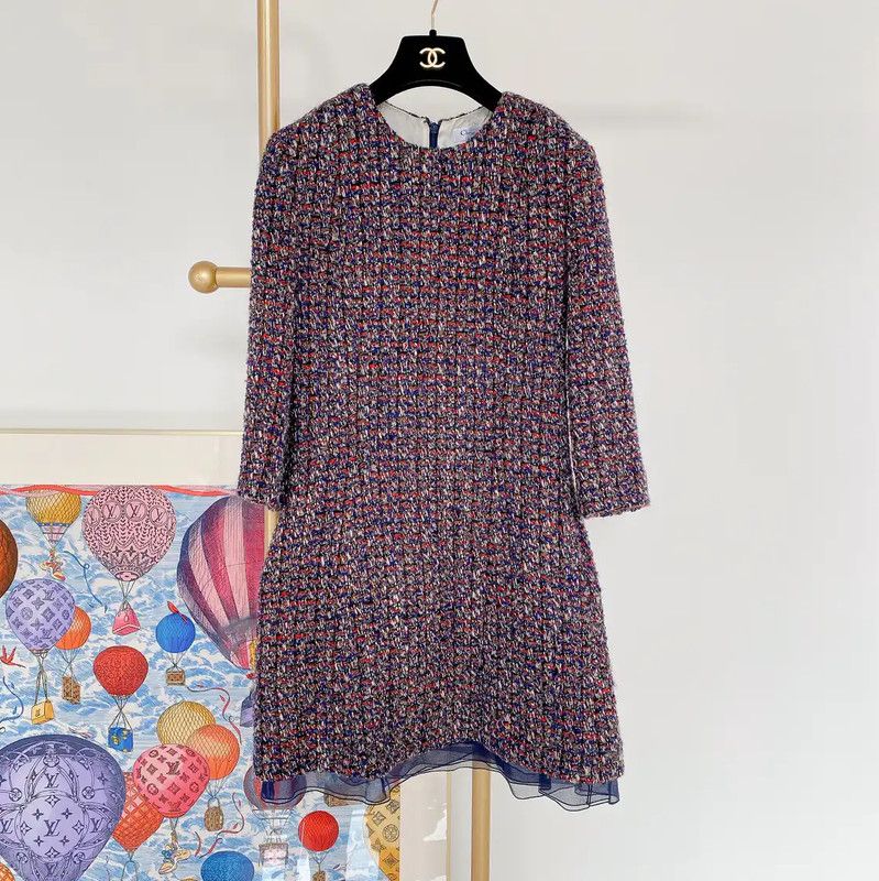 Dior Dior Multi-Color Wool Long Sleeve Dress 0089 Size S / US 4 / IT 40 - 1 Thumbnail