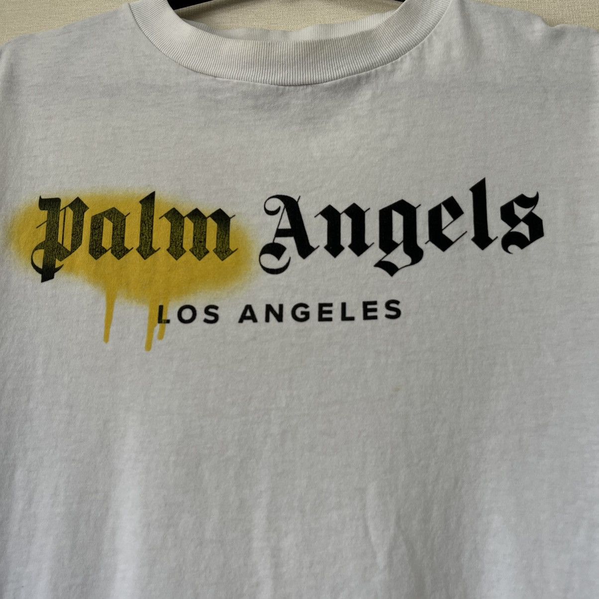 Palm Angels Palm Angels Bel Air Sprayed Logo Print T-Shirt White Pink Size US M / EU 48-50 / 2 - 3 Thumbnail