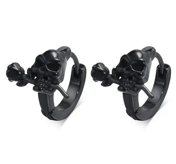 Jewelry Asaoka x Honji Gothic Skull Hoop Huggie Earring Size ONE SIZE - 4 Thumbnail