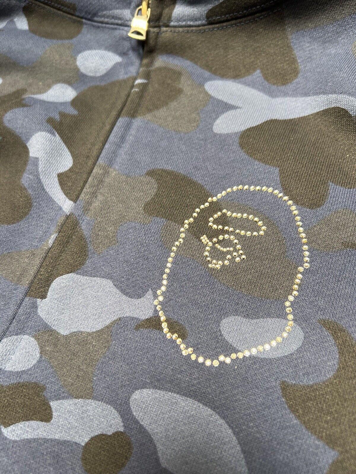Bape BAPE A Bathing Ape Head Hoodie Blue Navy Camo Swarovski L Size US 34 / EU 50 - 7 Thumbnail