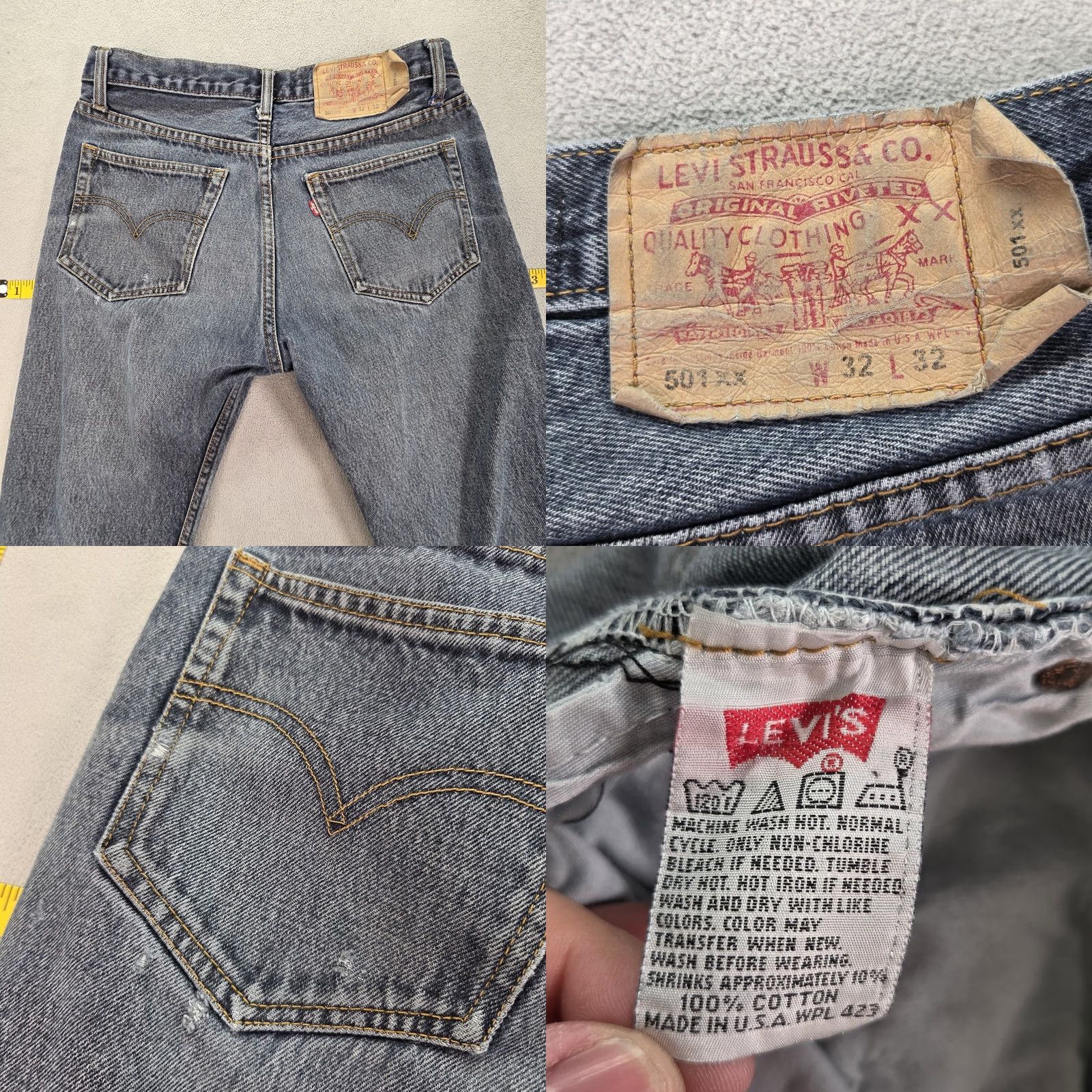Levi's VINTAGE Levi's 501 Jeans Mens Blue Med Wash Button Fly 31x29 Regular Fit Denim Pants Size US 31 - 10 Thumbnail
